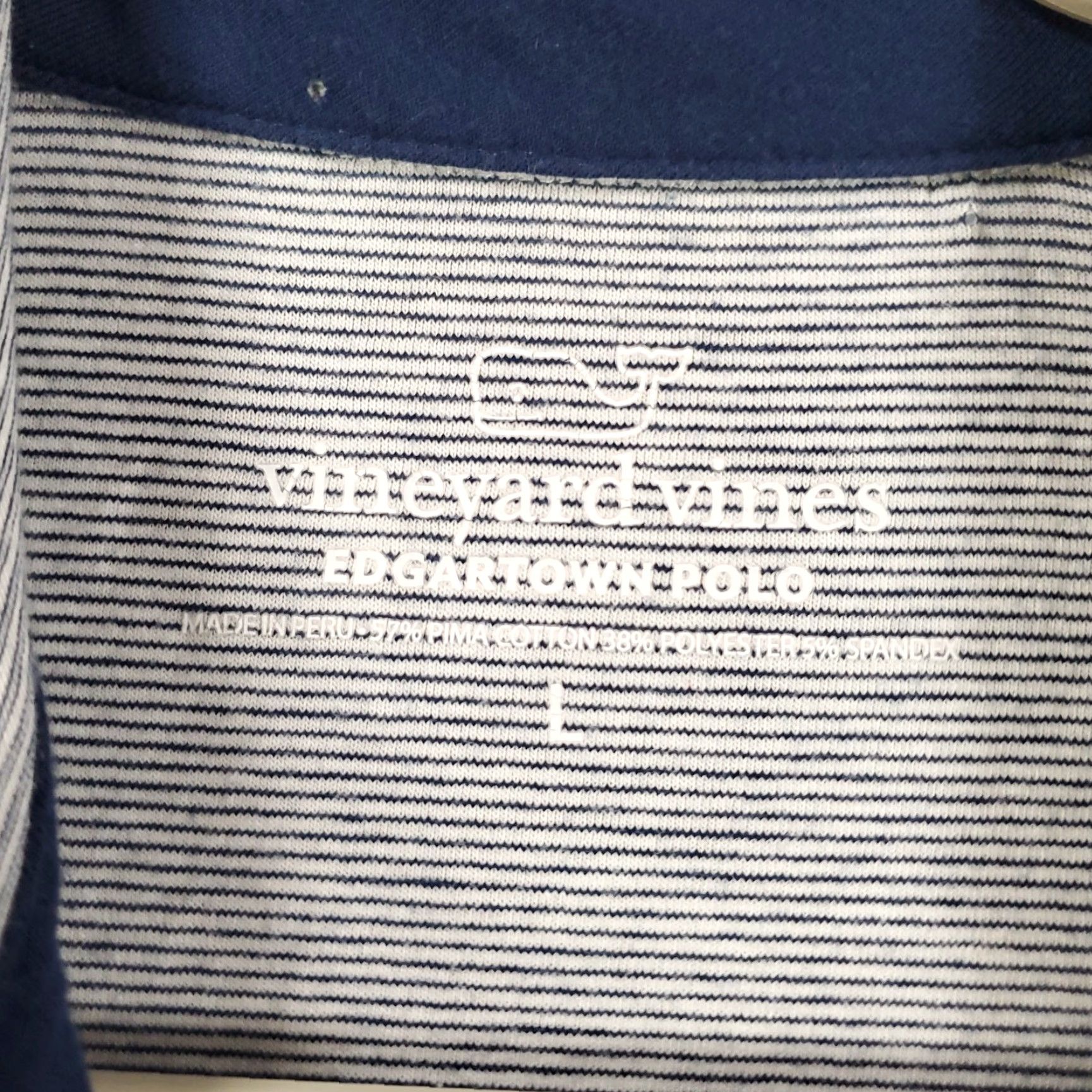Vineyard Vines Vineyard Vines Polo Shirt Mens L Blue White Striped Knit Cotton Blend Polyester Spandex Casual Golf Stretch Classic Preppy Size US L / EU 52-54 / 3 - 5 Thumbnail