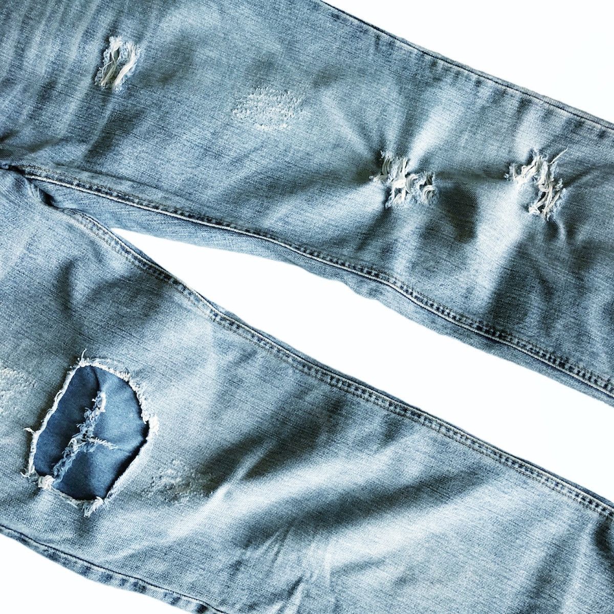 Dolce & Gabbana 🧿distressed patchwork denim jeans washed light blue Size US 32 / EU 48 - 3 Thumbnail