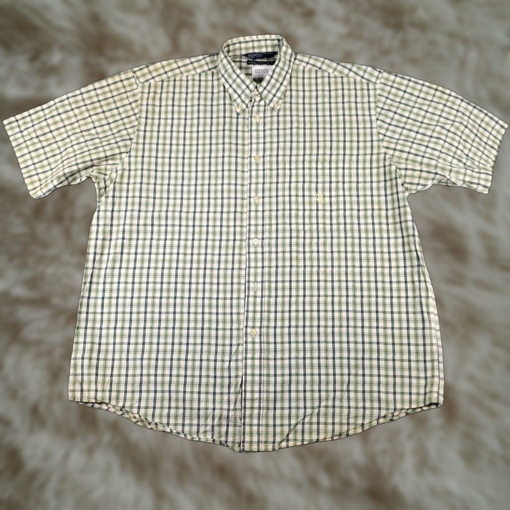 Nautica Nautica Green Plaid Button-Up Shirt Mens XL Short Sleeve Casual Size US XL / EU 56 / 4 - 1 Thumbnail
