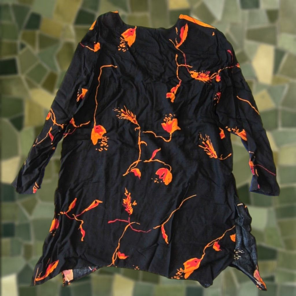 Vintage VINTAGE Shopping With Anthony Blouse Tunic Floral 100% Rayon Orange Black Large Womens Size L / US 10 / IT 46 - 1 Thumbnail