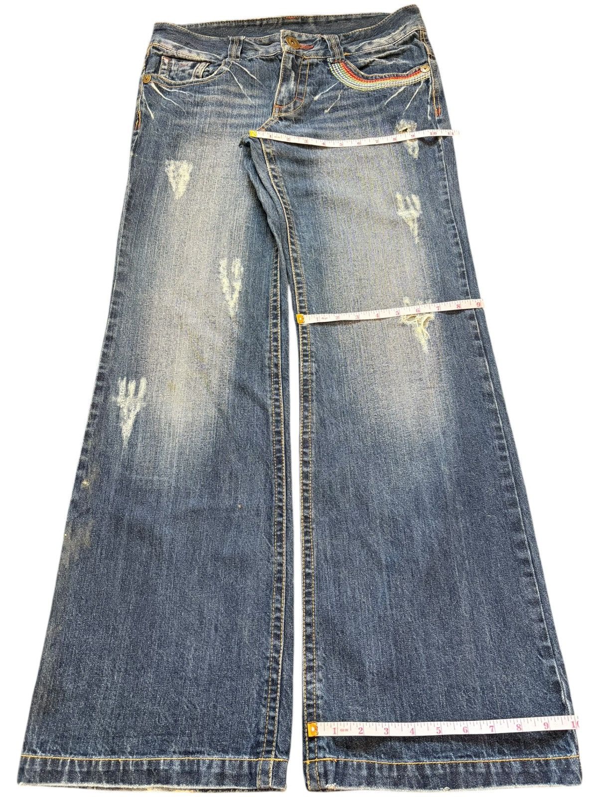 Hysteric Glamour Vintage Japanese Brand Faded Wash Distress Flare Jeans Size 32" / US 10 / IT 46 - 8 Thumbnail