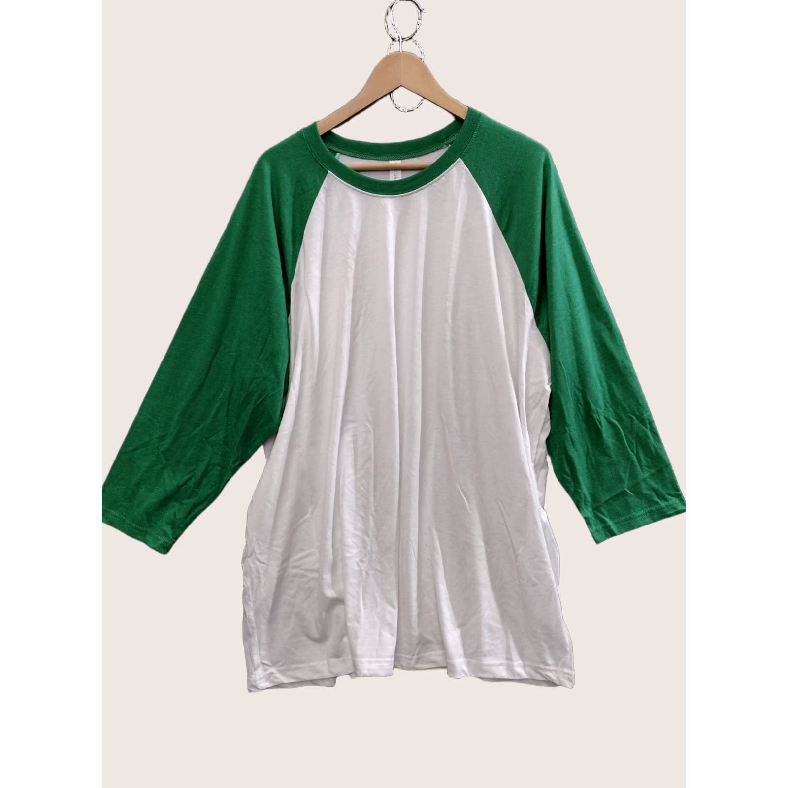 Next Level Next Level T-Shirt Colorblock Raglan 3/4 Sleeve 3XL Green/White Unisex Adults 80s Crew Neck Polyester Blend Size US XXL / EU 58 / 5 - 1 Thumbnail