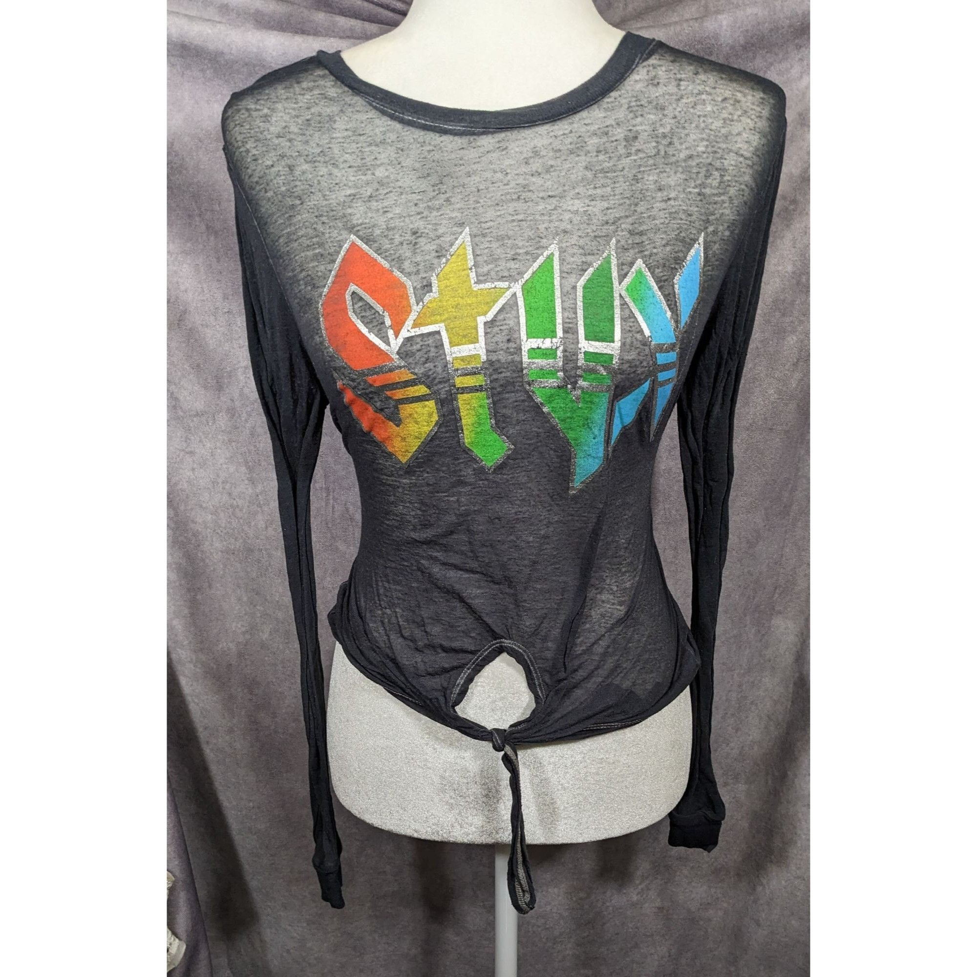 Other Vinyl Icons STYX Sheer Rainbow Print Tie Front Top Size Smal Size S / US 4 / IT 40 - 8 Thumbnail