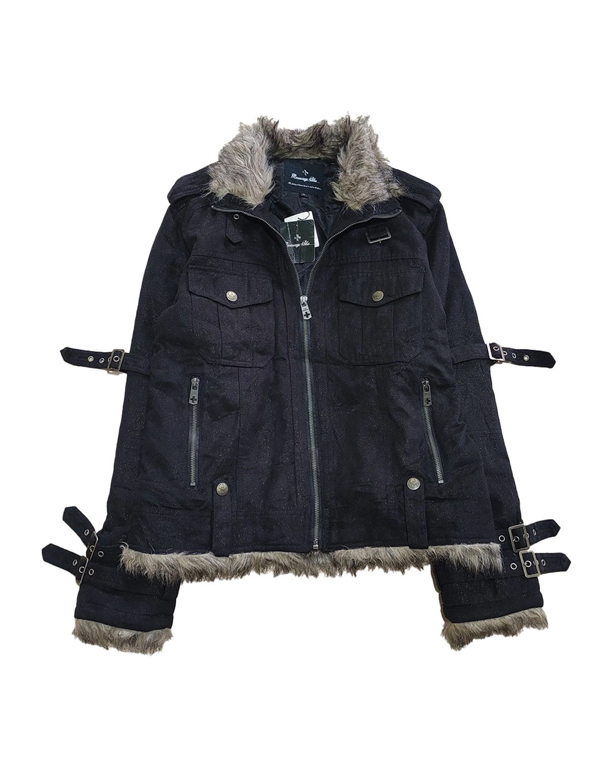Le Grande Bleu (L.G.B.) Bernings Sho Faux Fur Biker Jacket — 2000s Bondage Size US L / EU 52-54 / 3 - 2 Thumbnail
