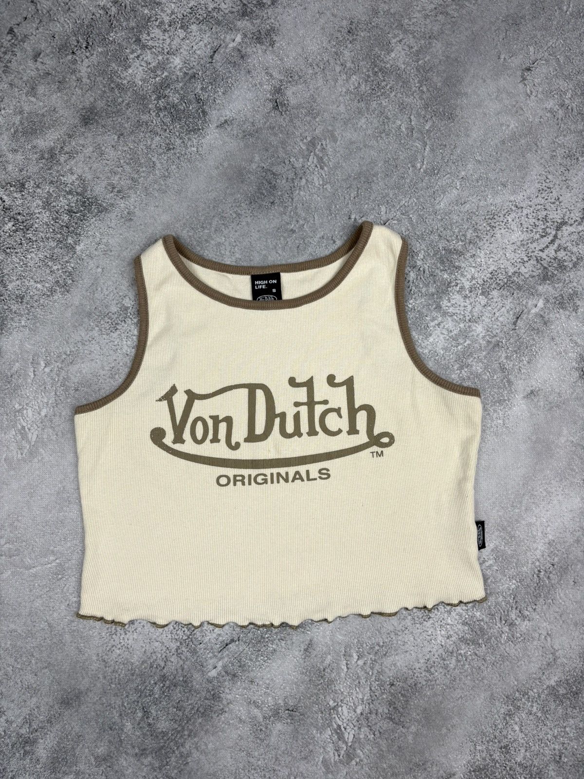 Von Dutch Von Dutch Tank Top Womens S Yellow Cropped Slim Fit y2k Size S / US 4 / IT 40 - 1 Thumbnail