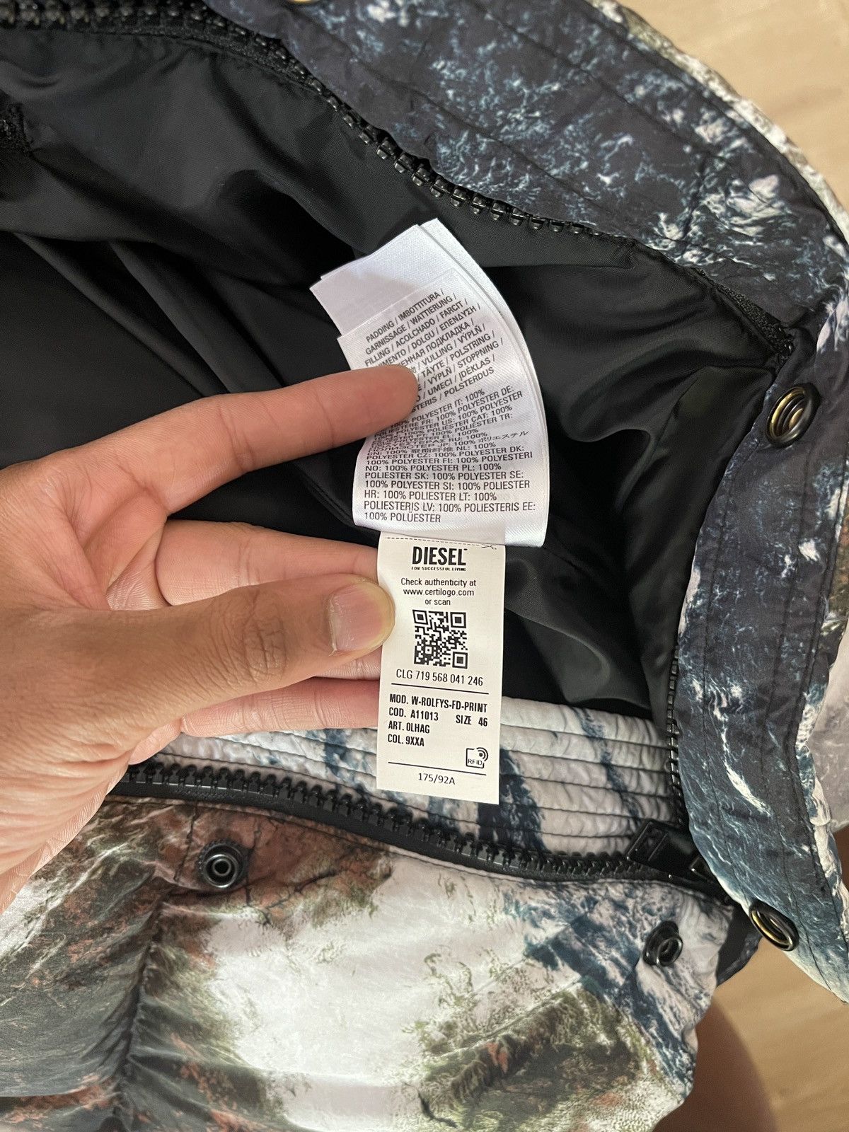 Diesel Diesel Multicolor Padded Jacket with Planet Print Size US M / EU 48-50 / 2 - 7 Thumbnail