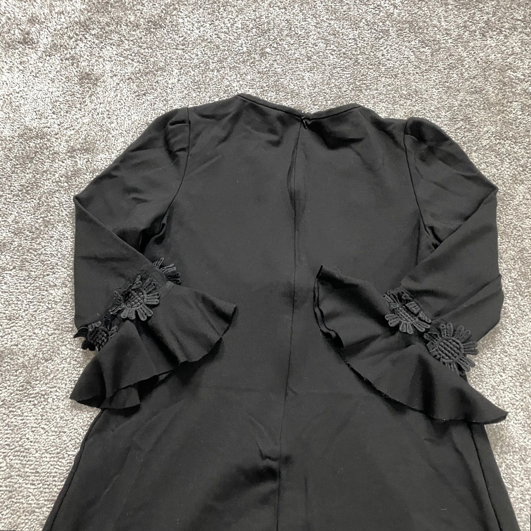 Vintage Unbranded Shift Dress Womens L Black Knee Length 3/4 Sleeve Flowers Workwear Dress Size L / US 10 / IT 46 - 4 Thumbnail