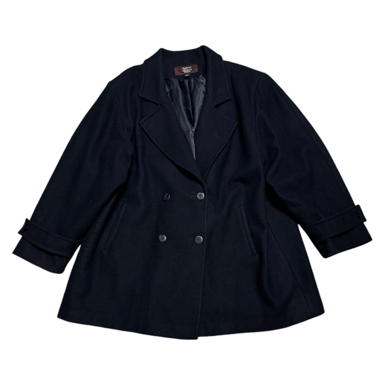 Designer Stephanie Mathews Woman VINTAGE 90s Blue WOOL Pea Coat Grailed