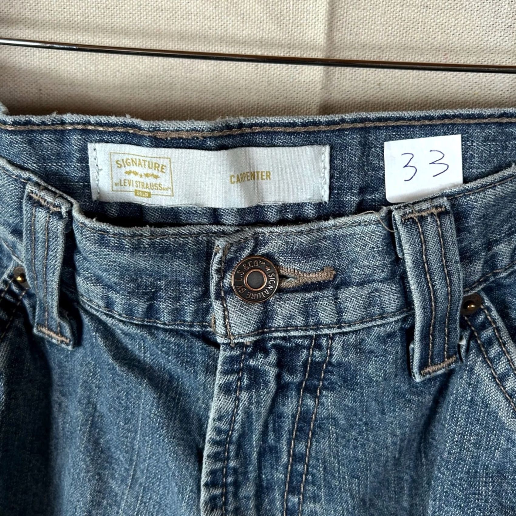 Vintage VINTAGE? Signature by Levi Strauss Mens Carpenter Jeans Blue Denim W32 L30 Utility Pants Size US 33 - 2 Thumbnail