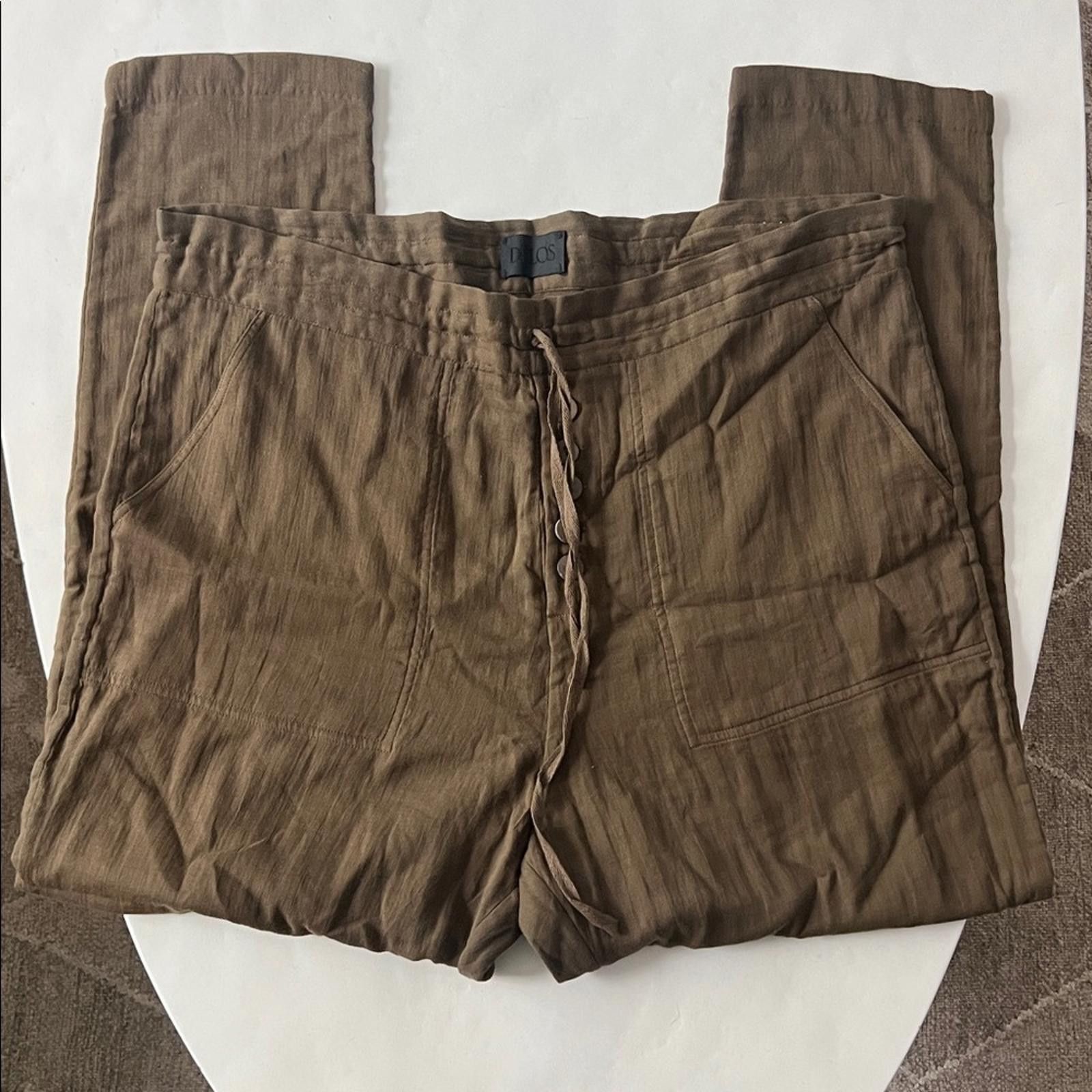 Delong DELOS 100% Cotton Casual Drawstring Soft Straight Leg Pants Size US 32 / EU 48 - 3 Thumbnail