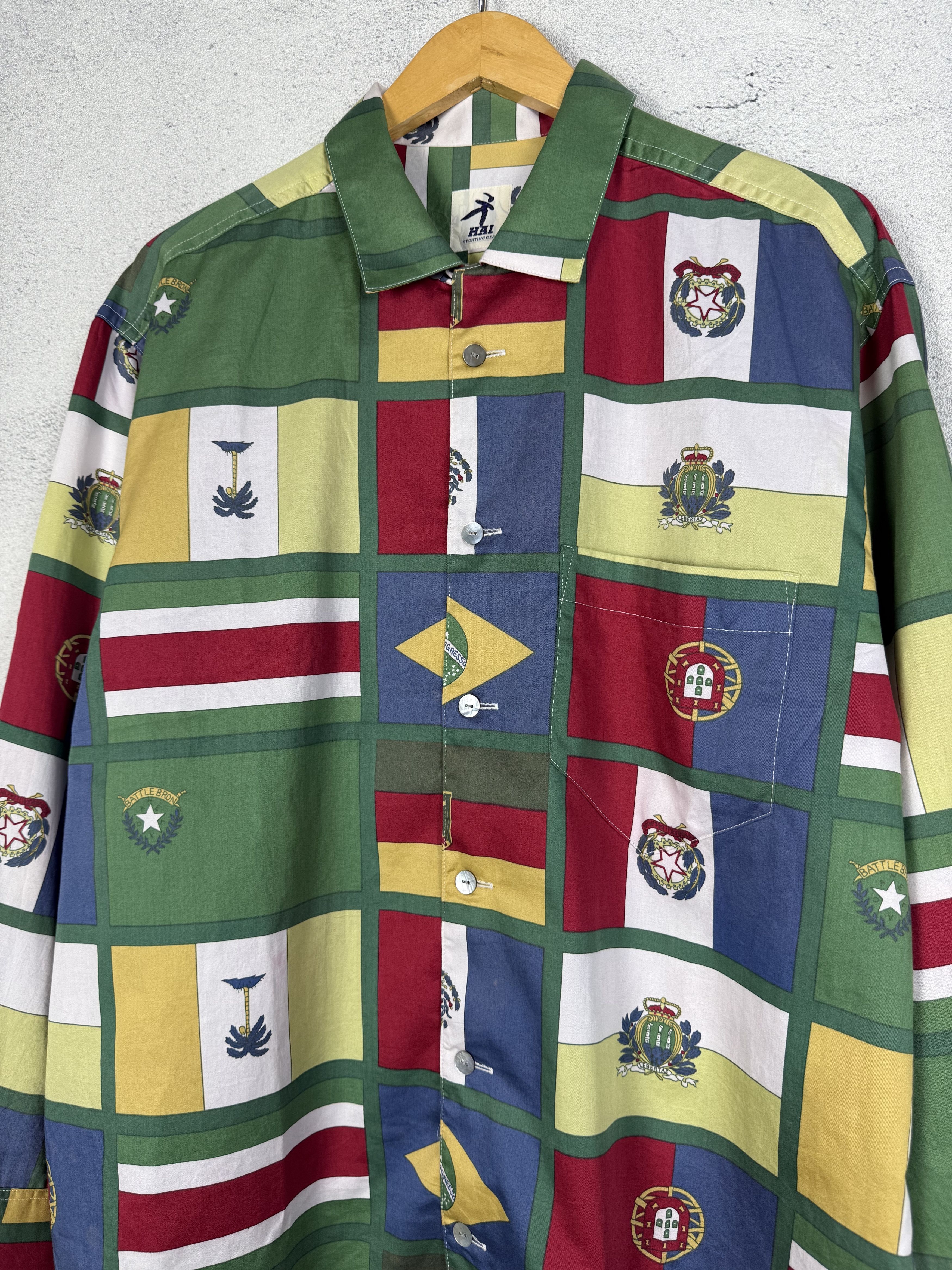 Hai Sporting Gear Vintage Hai Sporting Gear Issey Miyake Flag Shirt Size US M / EU 48-50 / 2 - 3 Thumbnail