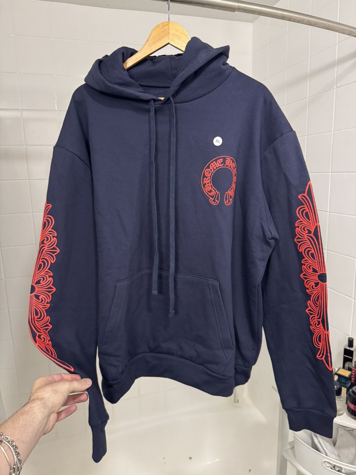 パーカー・フーディ Chrome Hearts Horseshoe Hoodie Navy Red Chrome Hearts Red Horseshoe Logo Zip Up Hoodie - SRM