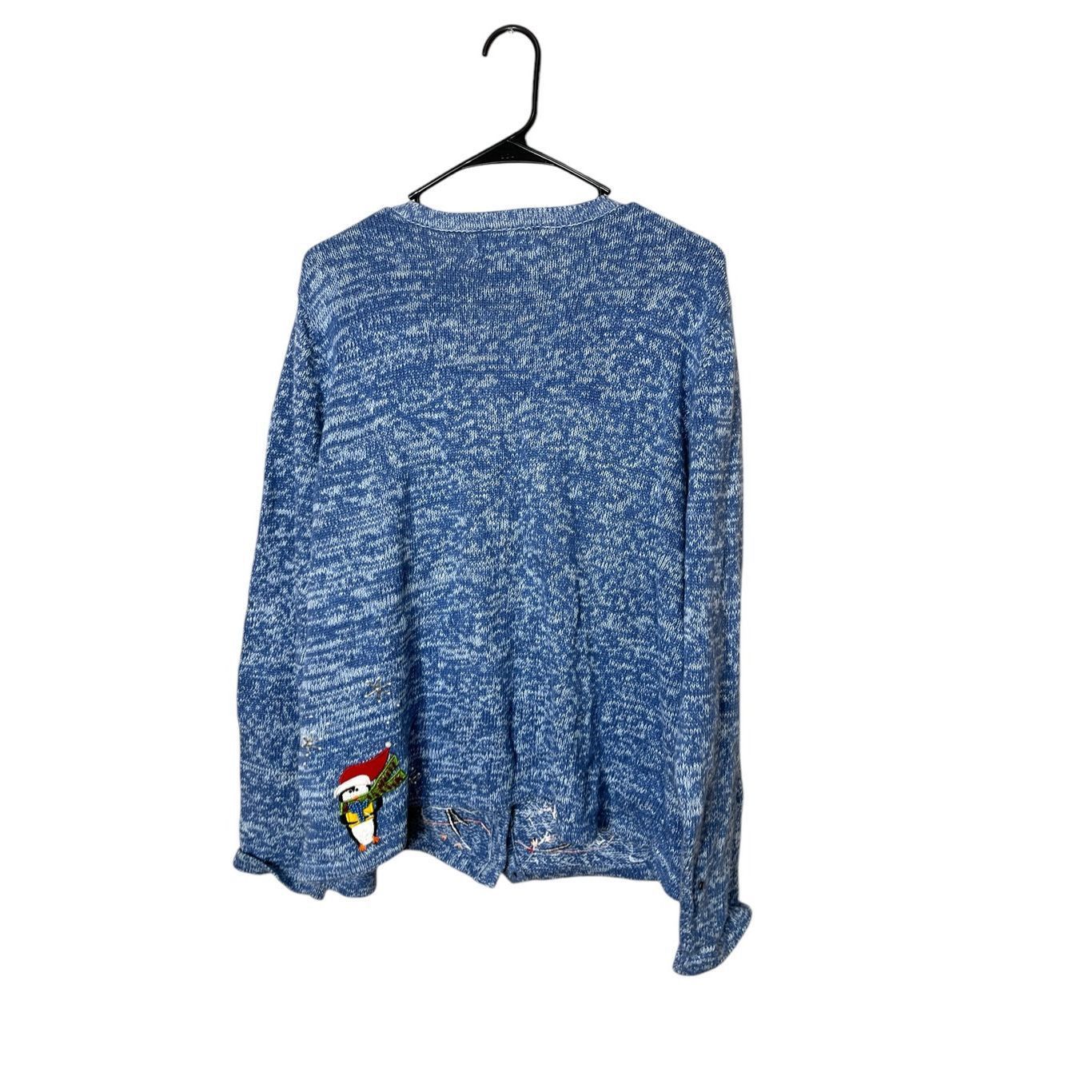 Other Vintage Kikit Christmas Holiday Sweater Blue Knit Beaded Embroidered Size XL Size XL / US 12-14 / IT 48-50 - 6 Thumbnail