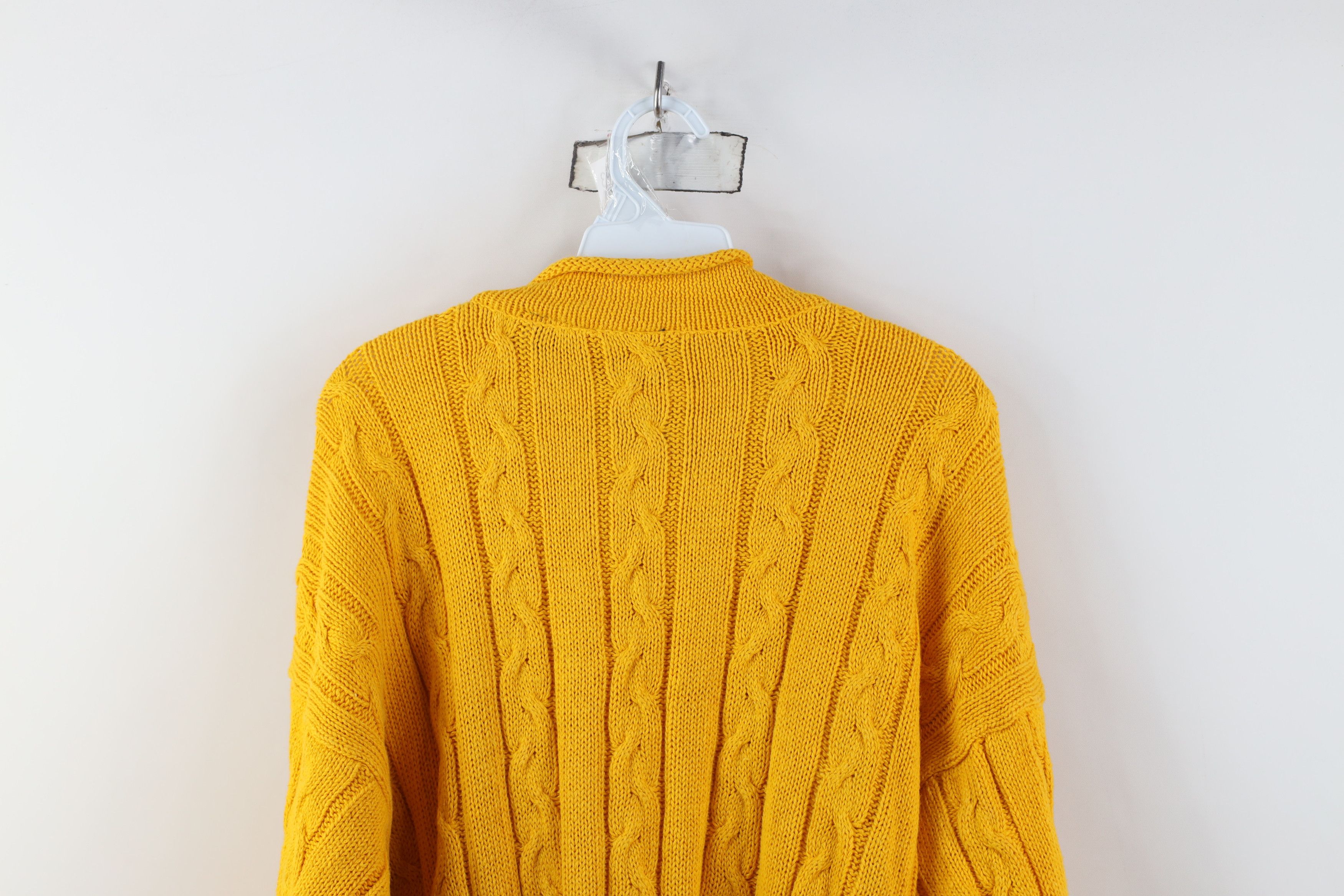 Vintage Vintage 90s Streetwear Chunky Cable Knit Sweater Yellow Size M / US 6-8 / IT 42-44 - 11 Thumbnail