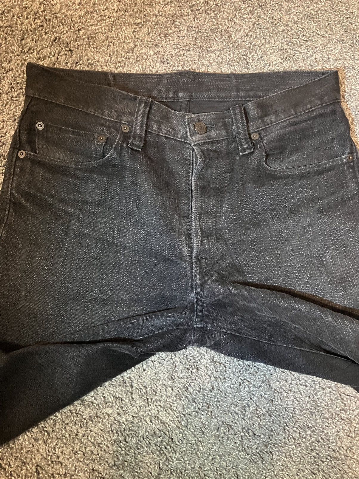 Pure Blue Japan Pure Blue Japan 1167-WBK double blk selvedge denim (hemmed) Size US 32 / EU 48 - 5 Thumbnail