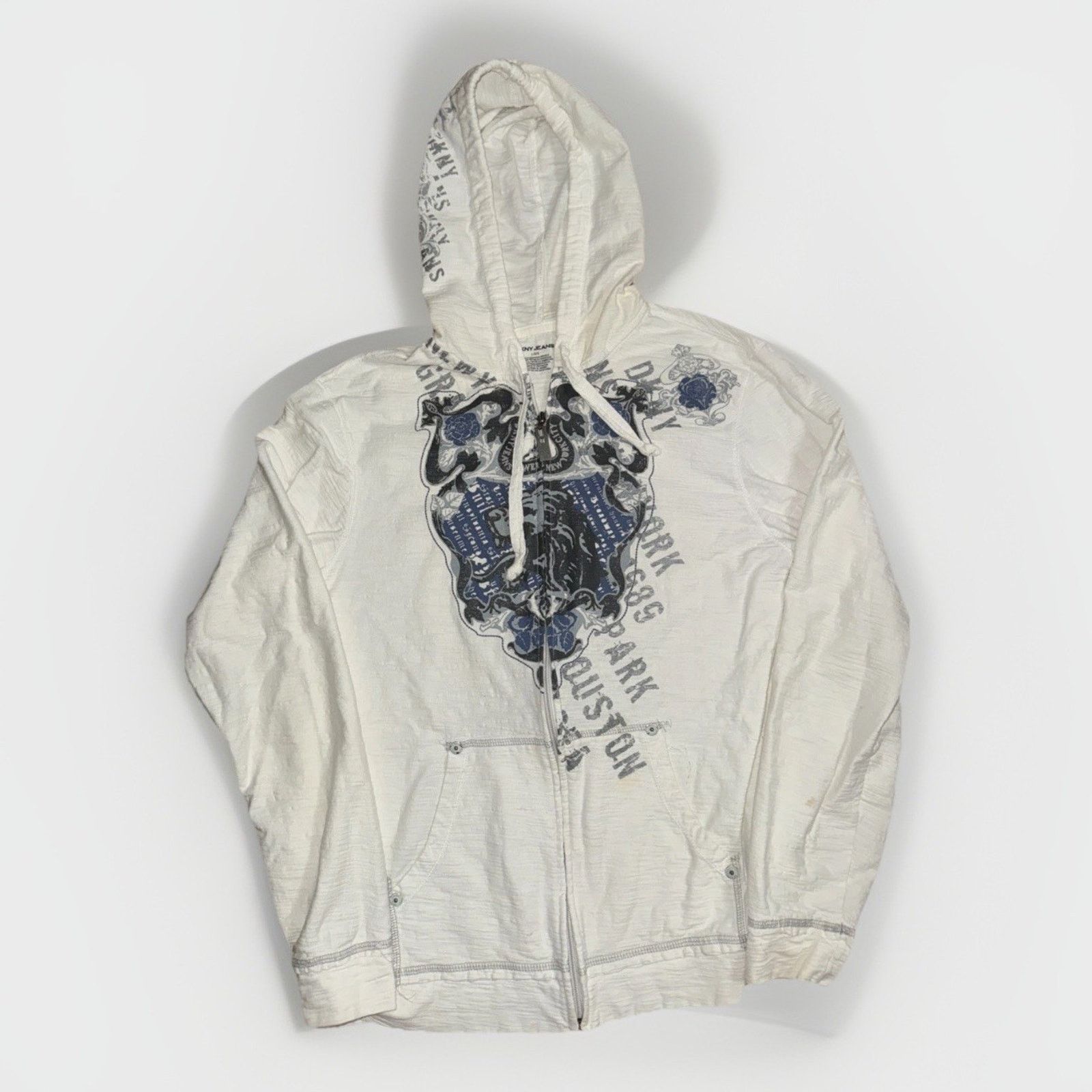 DKNY × Vintage Vintage DKNY Jeans Full Zip Hoodie White L Gothic Y2K Size US L / EU 52-54 / 3 - 1 Thumbnail