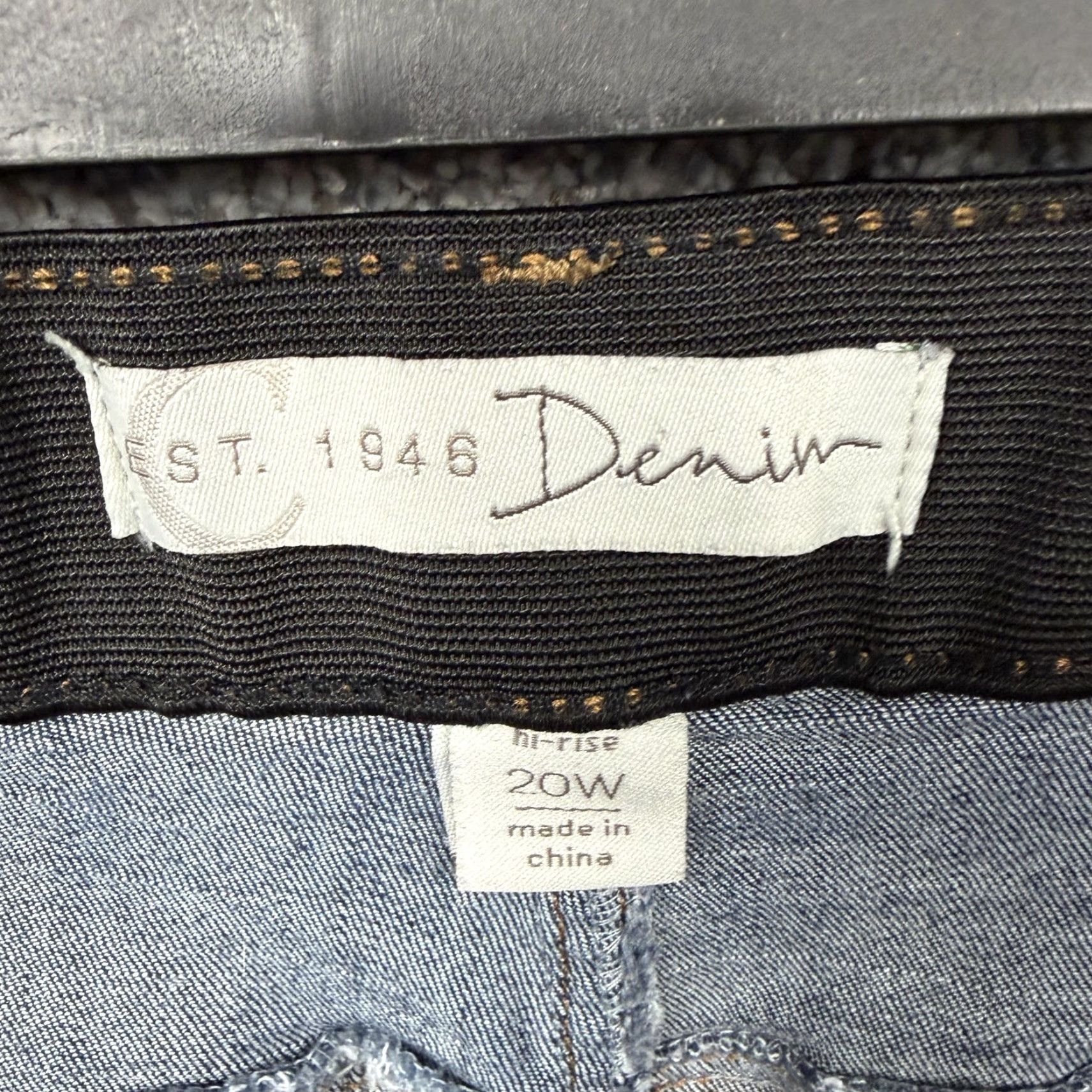 Vintage Cato Denim Jeans 20W Plus High Rise Comfort Stretch 40x29 Western Americana 5-Pocket Embroidered Dark Blue Straight Womens Jeans Size 42" / US 20 - 6 Thumbnail