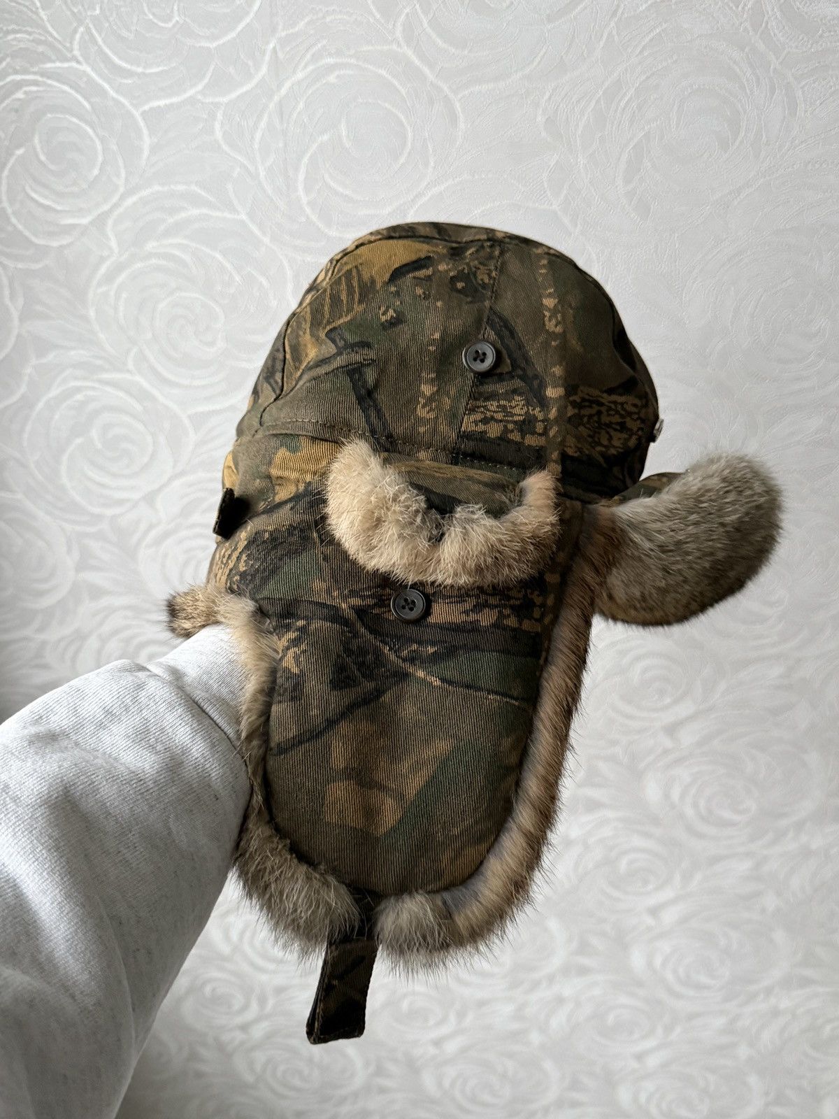 Realtree Rabbit Fur Earflap Hat Ushanka Camo Tree Y2K FRR Canada Rare Size ONE SIZE - 3 Thumbnail