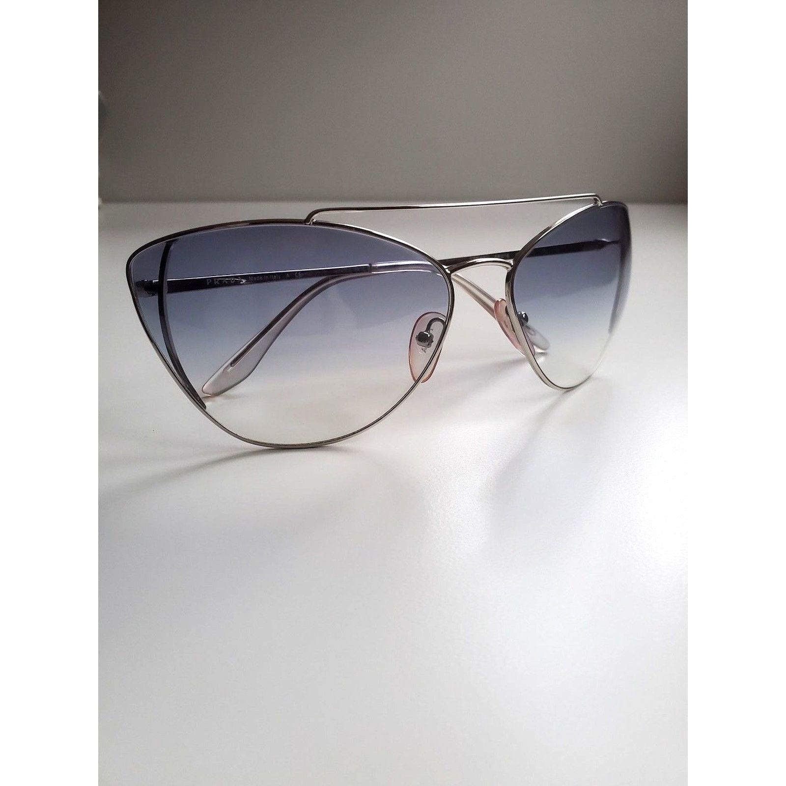 Prada Prada Cat Eye Sunglasses SPR65V Blue Metal Frame 68 130 Size ONE SIZE - 2 Thumbnail