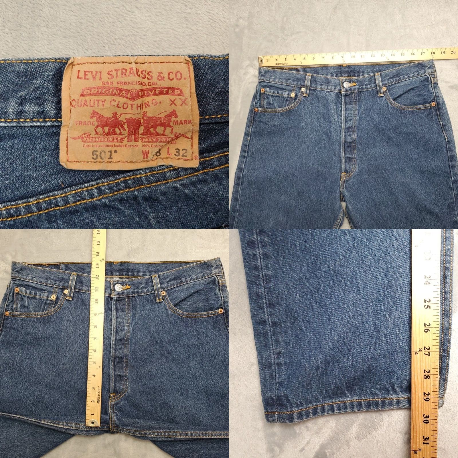 Levi's Levi's Jeans Men 38x32 Blue 505 Denim Regular Fit Straight Leg Cotton Dark Wash Size US 38 / EU 54 - 8 Thumbnail