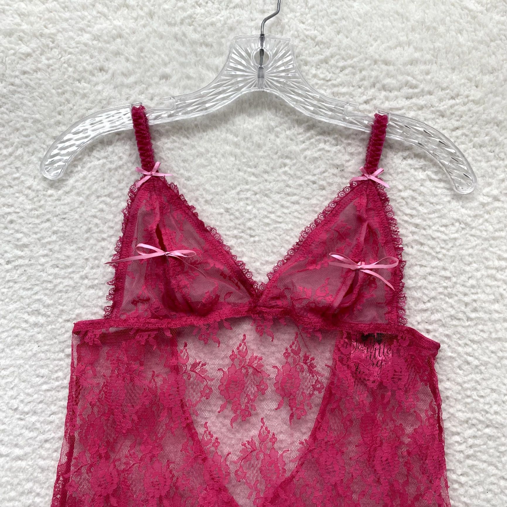 Victoria's Secret VINTAGE Victoria's Secret Slip Dress M Pink Lace Sheer Nipple Slit Sexy Size M / US 6-8 / IT 42-44 - 3 Thumbnail
