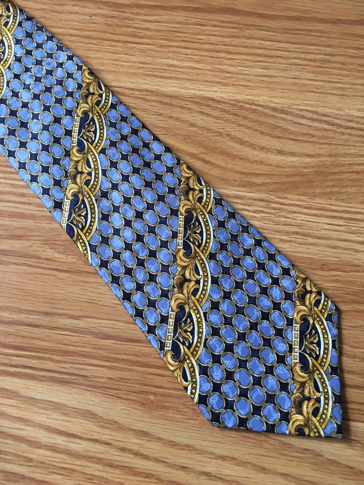 Christian Dior Monsieur Christian Dior Blue Vintage Jacquard Silk Mens Neck Tie Size ONE SIZE - 3 Thumbnail