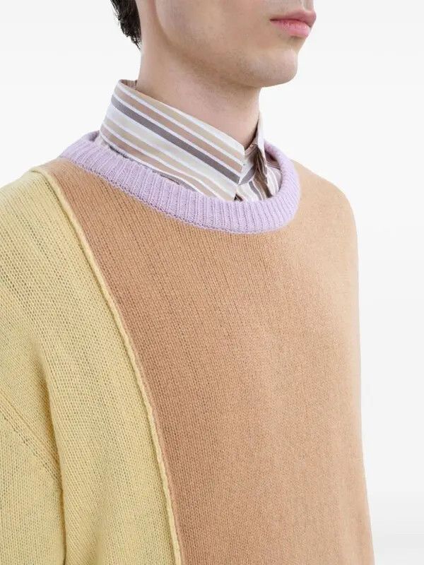 Marni o1w1db11125 Colour Block Cashmere Jumper in Brown/Beige Size US XL / EU 56 / 4 - 5 Thumbnail