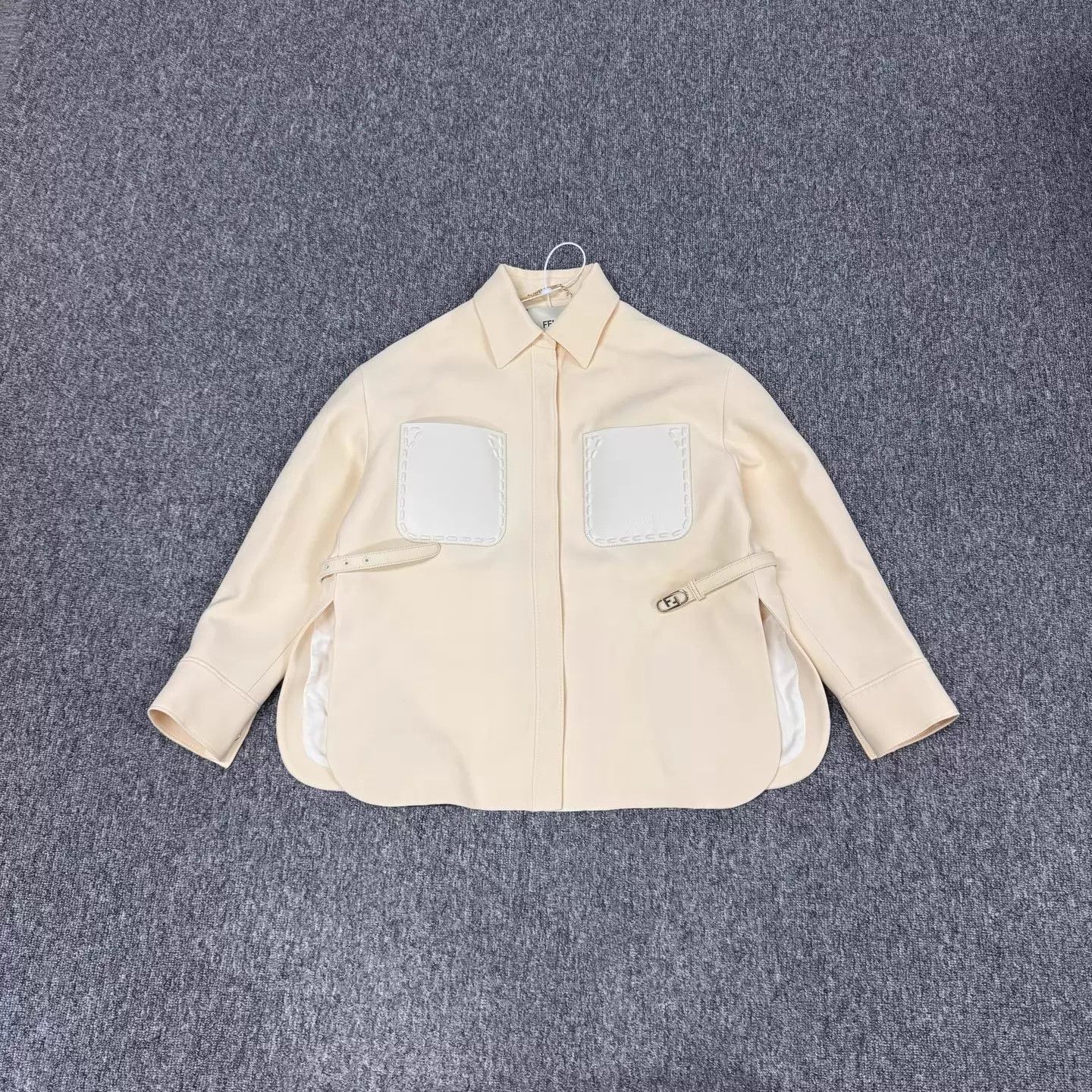Fendi Fendi Beige Belted Leather Panel Shirt Jacket 40 Size S / US 4 / IT 40 - 1 Thumbnail