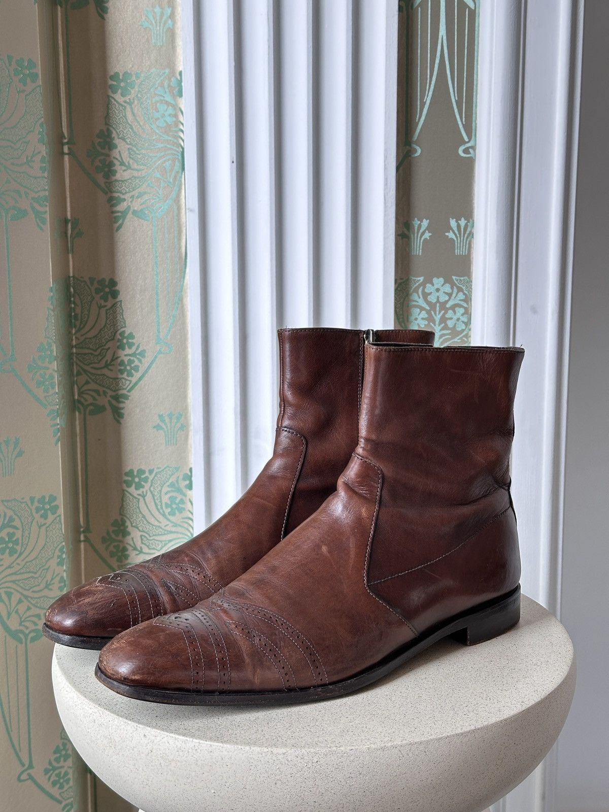 Prada PRADA Zip Brown Leather Perforation Boots Size: 8,5 / 42,5 Size US 8.5 / EU 41-42 - 1 Thumbnail