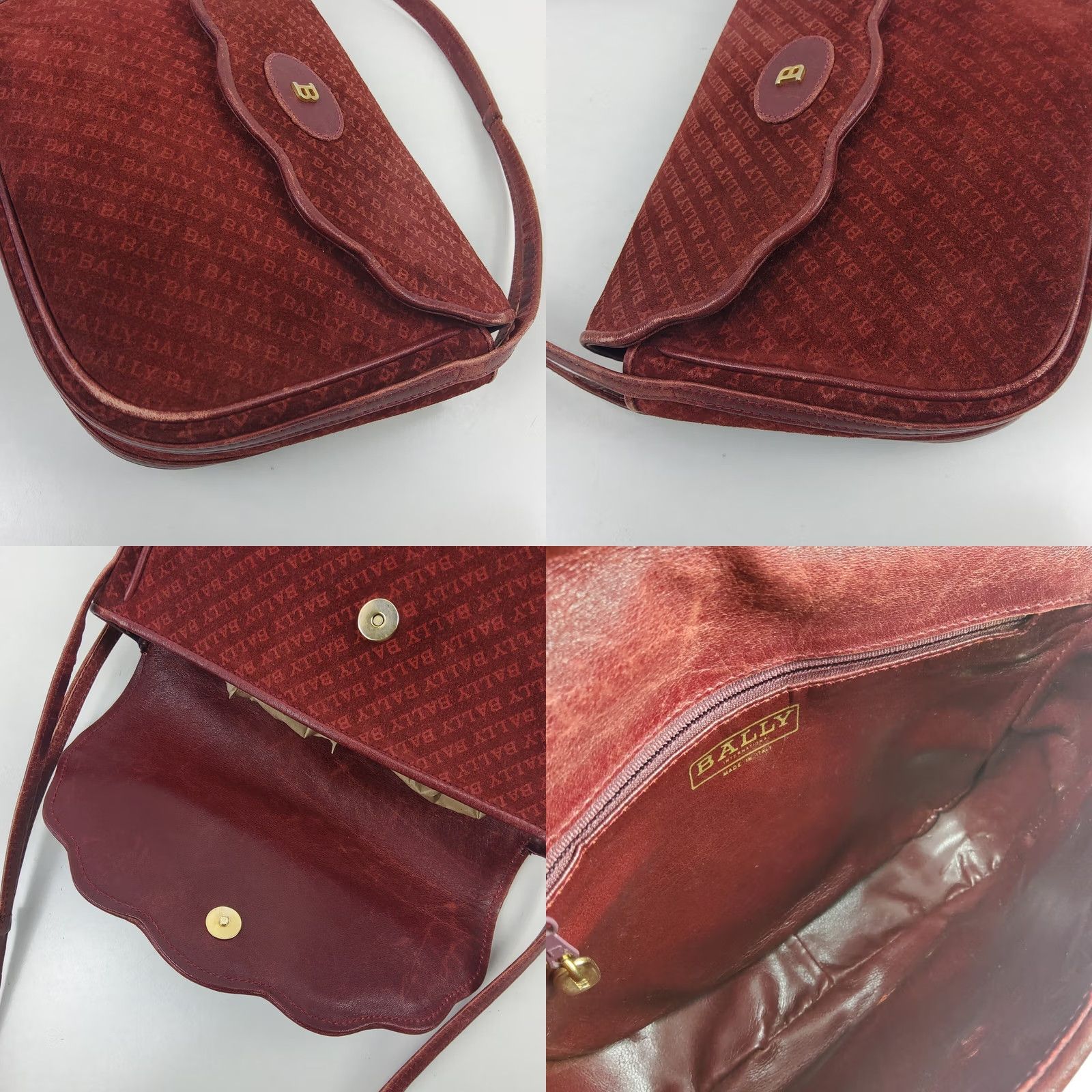 Bally VINTAGE Bally Signature Suede Shoulder Handbag Purse Bordeaux Women Small Bag Size ONE SIZE - 8 Thumbnail