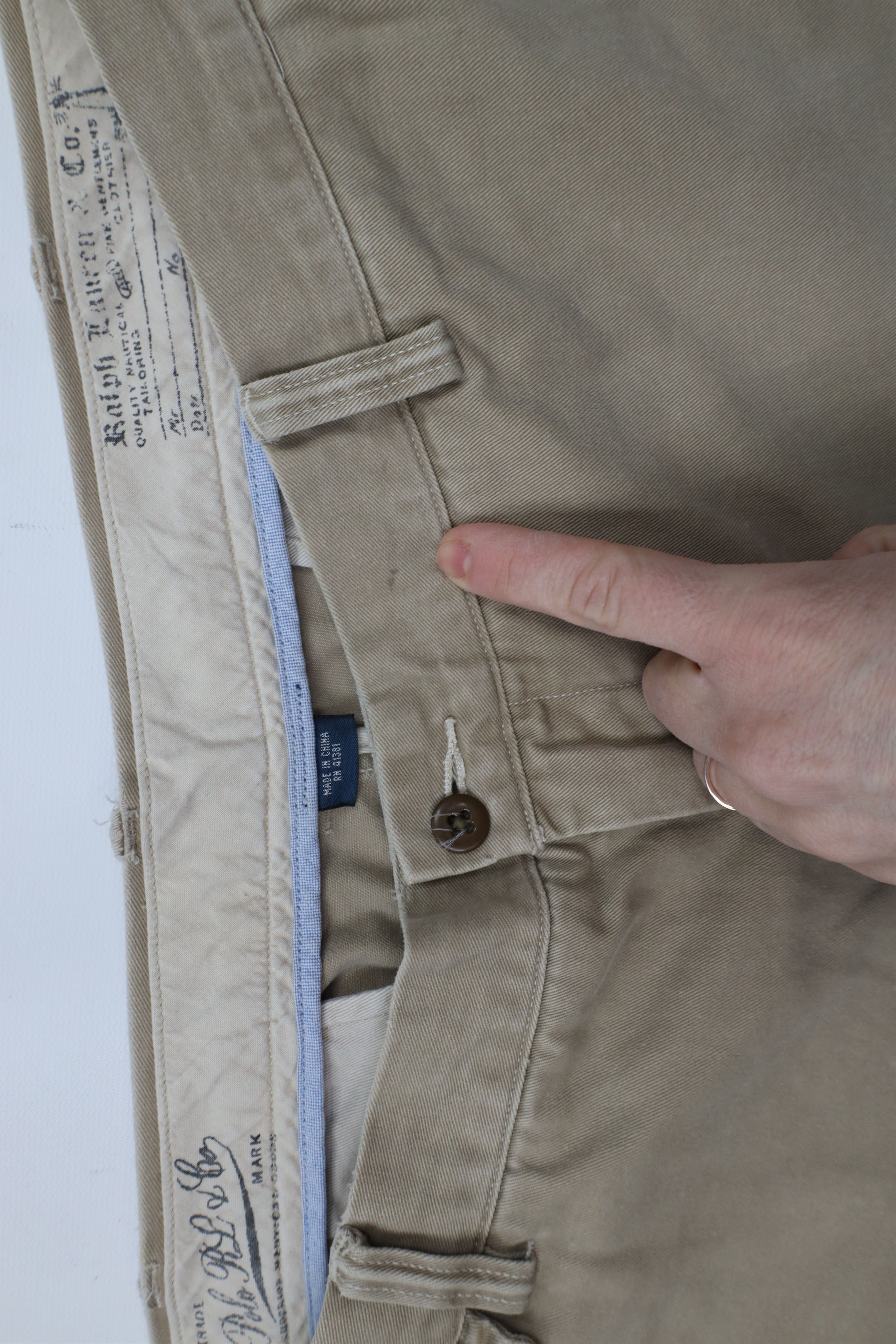 Ralph Lauren × Vintage Vintage 90s Ralph Lauren Fit Distressed Wide Leg Chino Pants Size US 40 / EU 56 - 8 Thumbnail