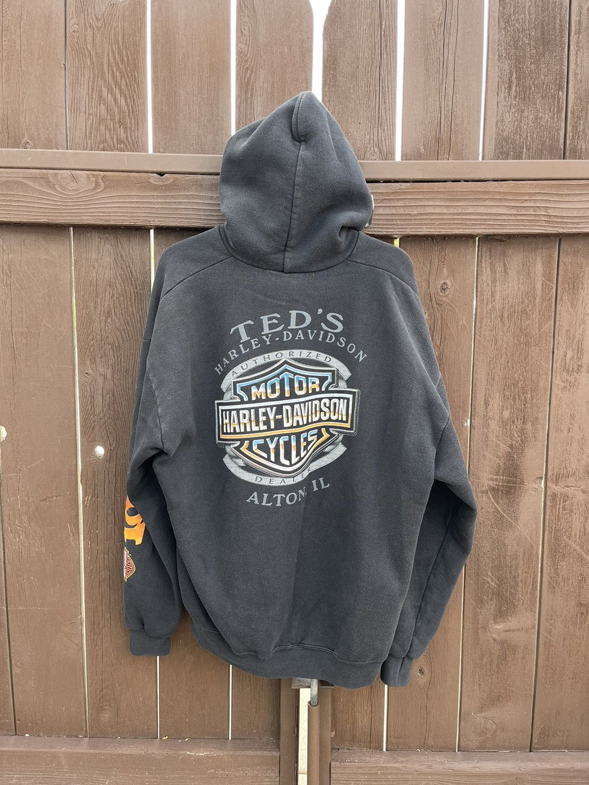vintage 90s harley davidson zip up hoodie