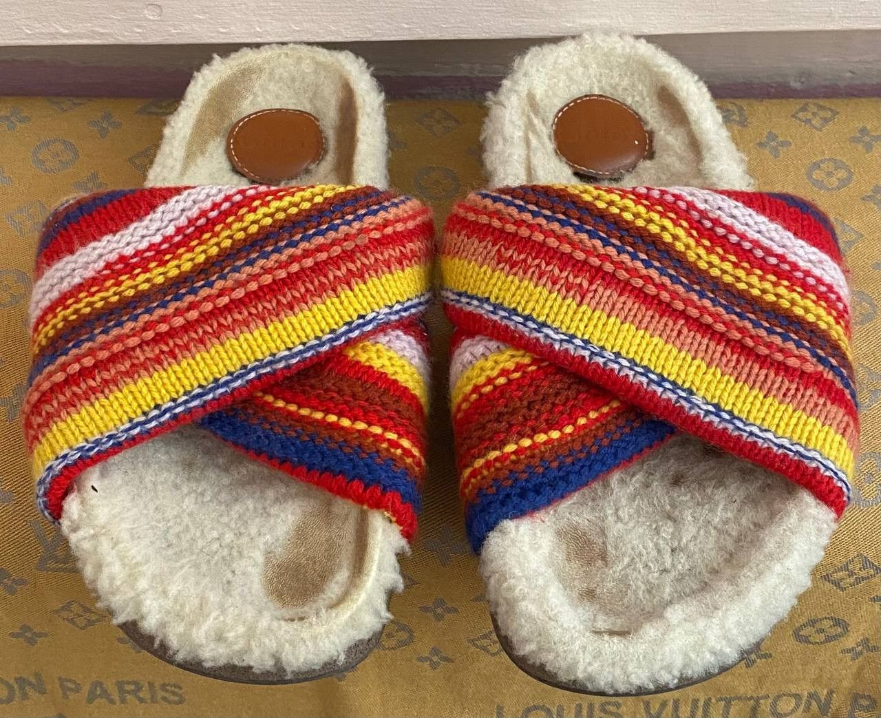 Chloe × See by Chloe $725 Chloe Wavy Knit Genuine Shearling Lined Slide Sandals Size US 7 / IT 37 - 4 Thumbnail