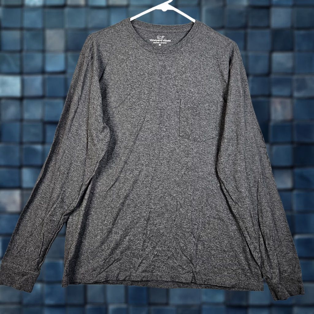Vineyard Vines Vineyard Vines Solid Cotton Dark Gray Men’s Crew-neck Tee Size M Shirt Regular Men Gray Cotton T-Shirt - Size US M / EU 48-50 / 2 - 1 Thumbnail