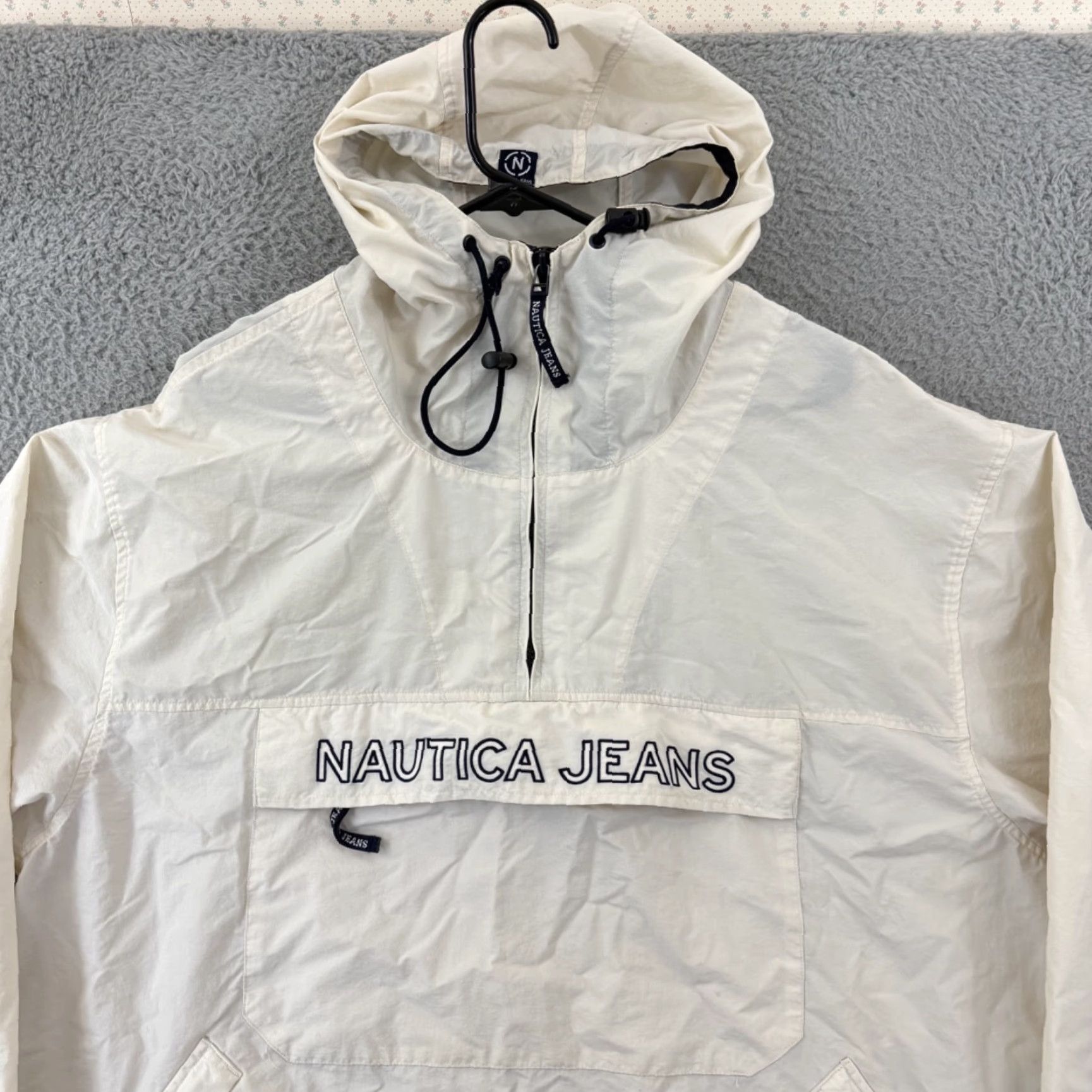 Nautica VINTAGE Nautica Jacket Mens XL White Windbreaker 90s Hooded Quarter Zip Baggy Size US XL / EU 56 / 4 - 3 Thumbnail