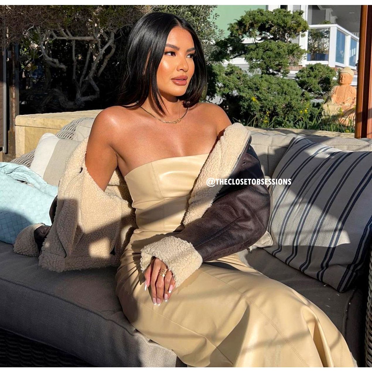 Zara ZARA Strapless Faux Leather Midi Dress NWT Beige Size M / US 6-8 / IT 42-44 - 5 Thumbnail