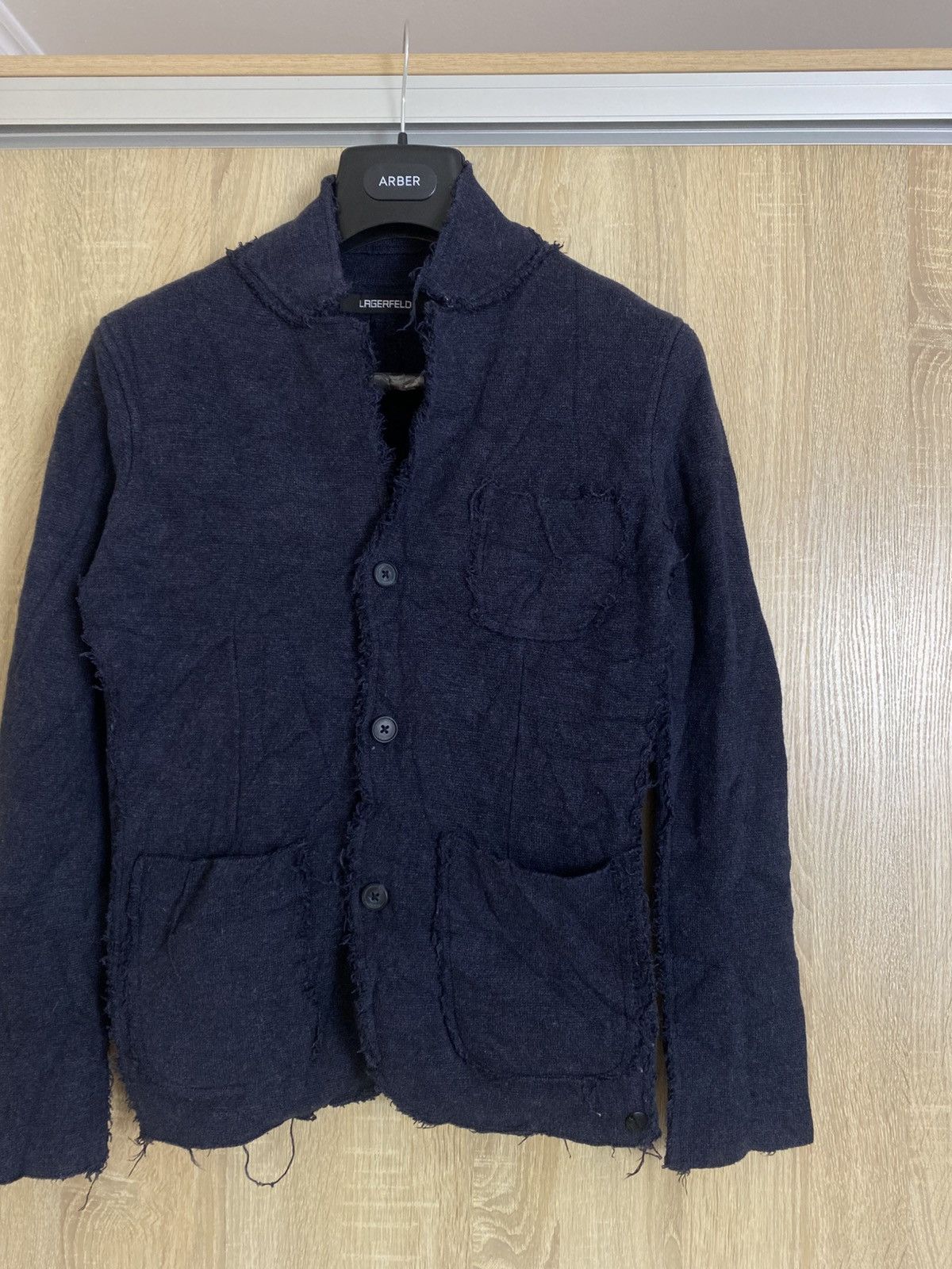 Karl Lagerfeld × Vintage 🔥 Karl Lagerfeld Distressed Blazer Jacket Sweater Cardigan Size M / US 6-8 / IT 42-44 - 8 Thumbnail