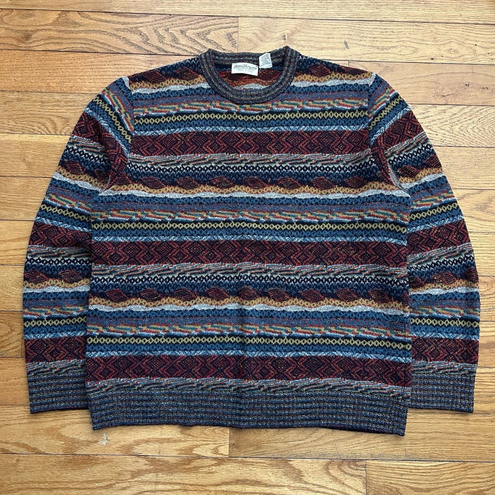 Norm Thompson Vintage Norm Thompson Wool Knit Crazy Striped Sweater Large Size US L / EU 52-54 / 3 - 1 Thumbnail