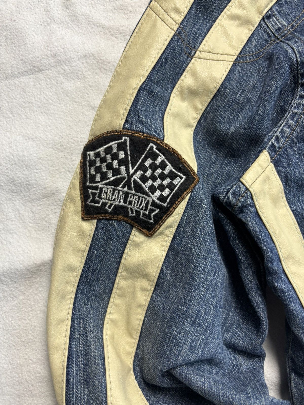 Vintage RARE Archive moto denim jacket with patches japanese style Size US XL / EU 56 / 4 - 7 Thumbnail