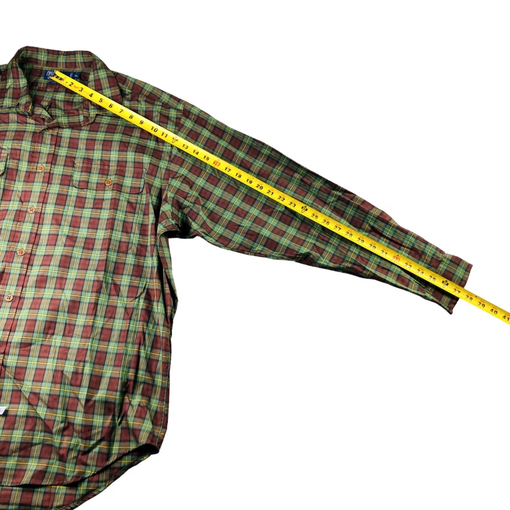 Polo Ralph Lauren VINTAGE Polo Ralph Lauren Men's Safari Work Shirt Plaid Green XL 100% Cotton Button-Up Long Sleeve Collared Size US XL / EU 56 / 4 - 6 Thumbnail