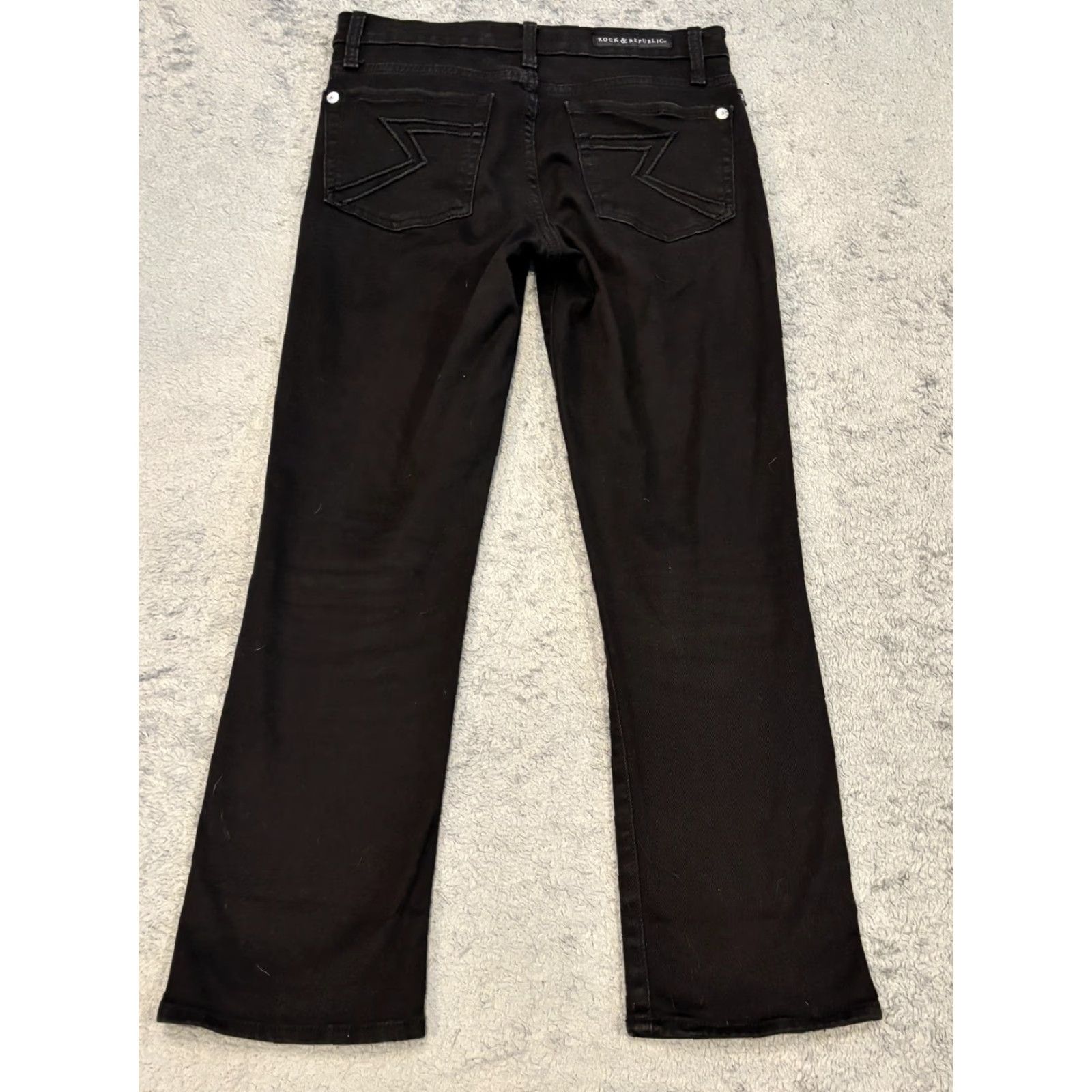 Vintage Rock & Republic Kendall Jeans Womens 6 Black Mid Rise Straight Leg Stretch Size 28" / US 6 / IT 42 - 7 Thumbnail