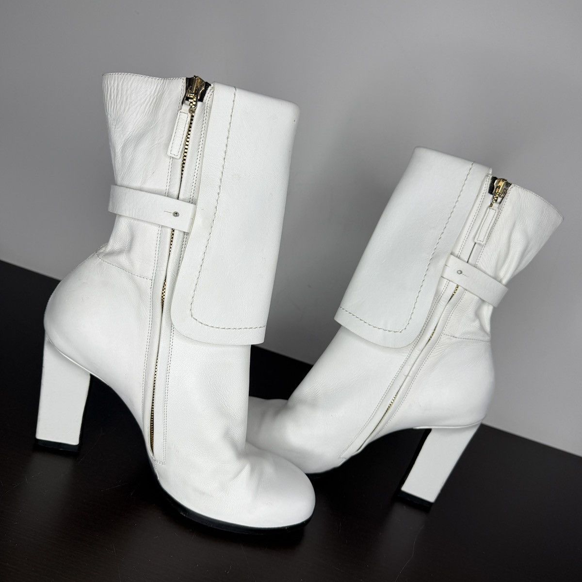 Jil Sander Vintage Jil Sander Leather Zip Biker Boots White Women’s Size US 10 / IT 40 - 5 Thumbnail