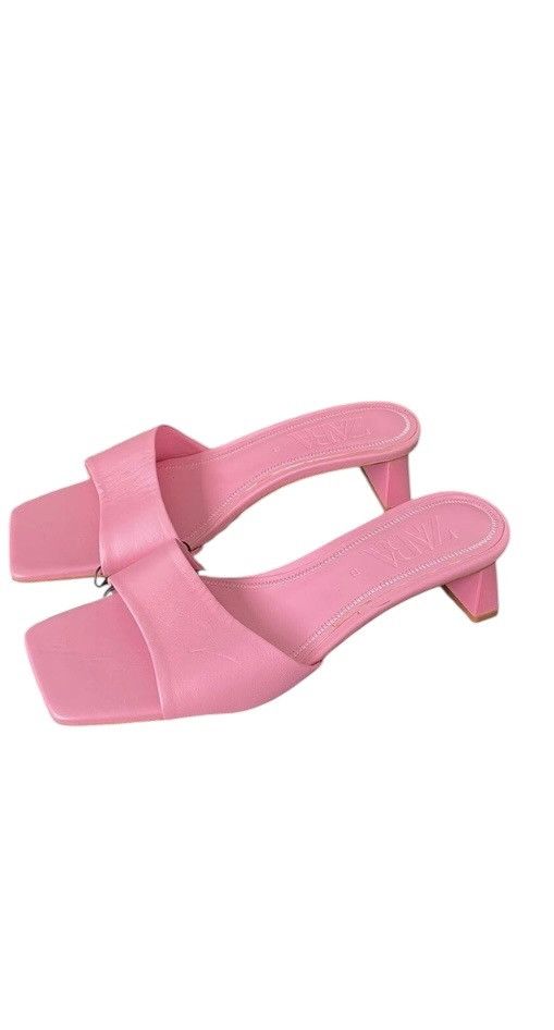 Zara Zara sugar pink mules genuine leather 37 size Size US 7 / IT 37 - 2 Thumbnail
