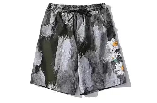Japanese Brand 20SS Indigo Union Japan Dark Olive Ink Flowers Aloha Short Size US 32 / EU 48 - 4 Thumbnail