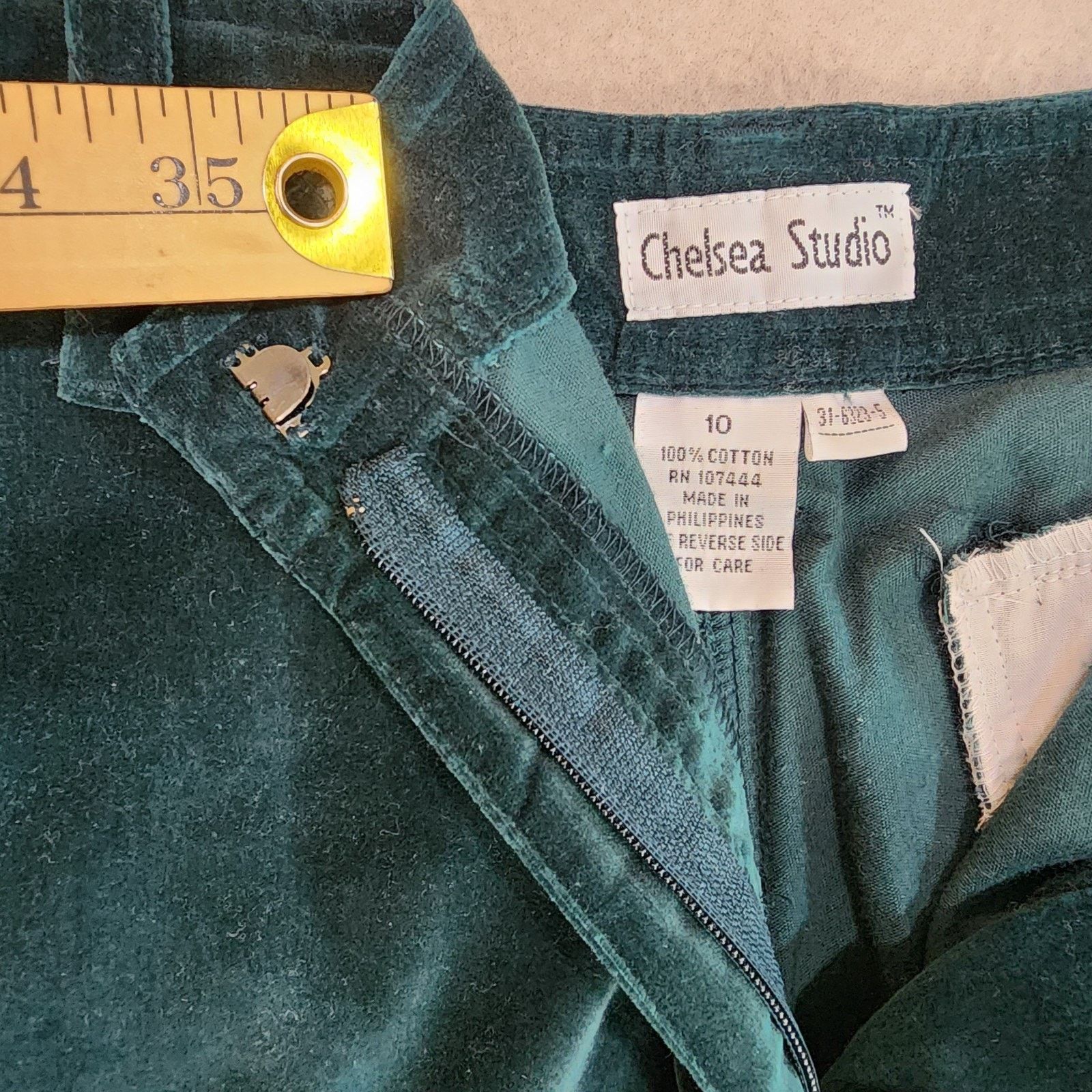 Other Chelsea Studio Velvet Pants Women Size 10 Green Cotton Size 32" / US 10 / IT 46 - 9 Thumbnail