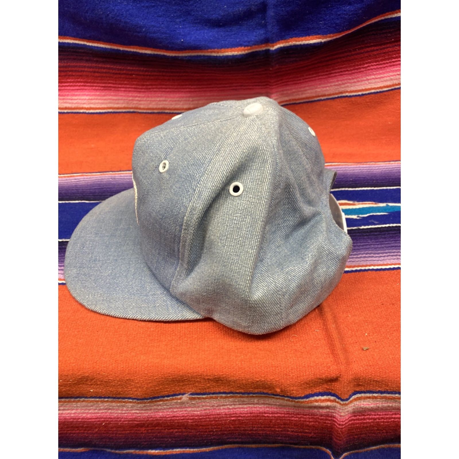 Citizen VINTAGE Citizen Snapback Trucker Hat Men Adjustable Blue Denim Cotton Insurance Patch Made in USA USA Theme Mens Size ONE SIZE - 2 Thumbnail