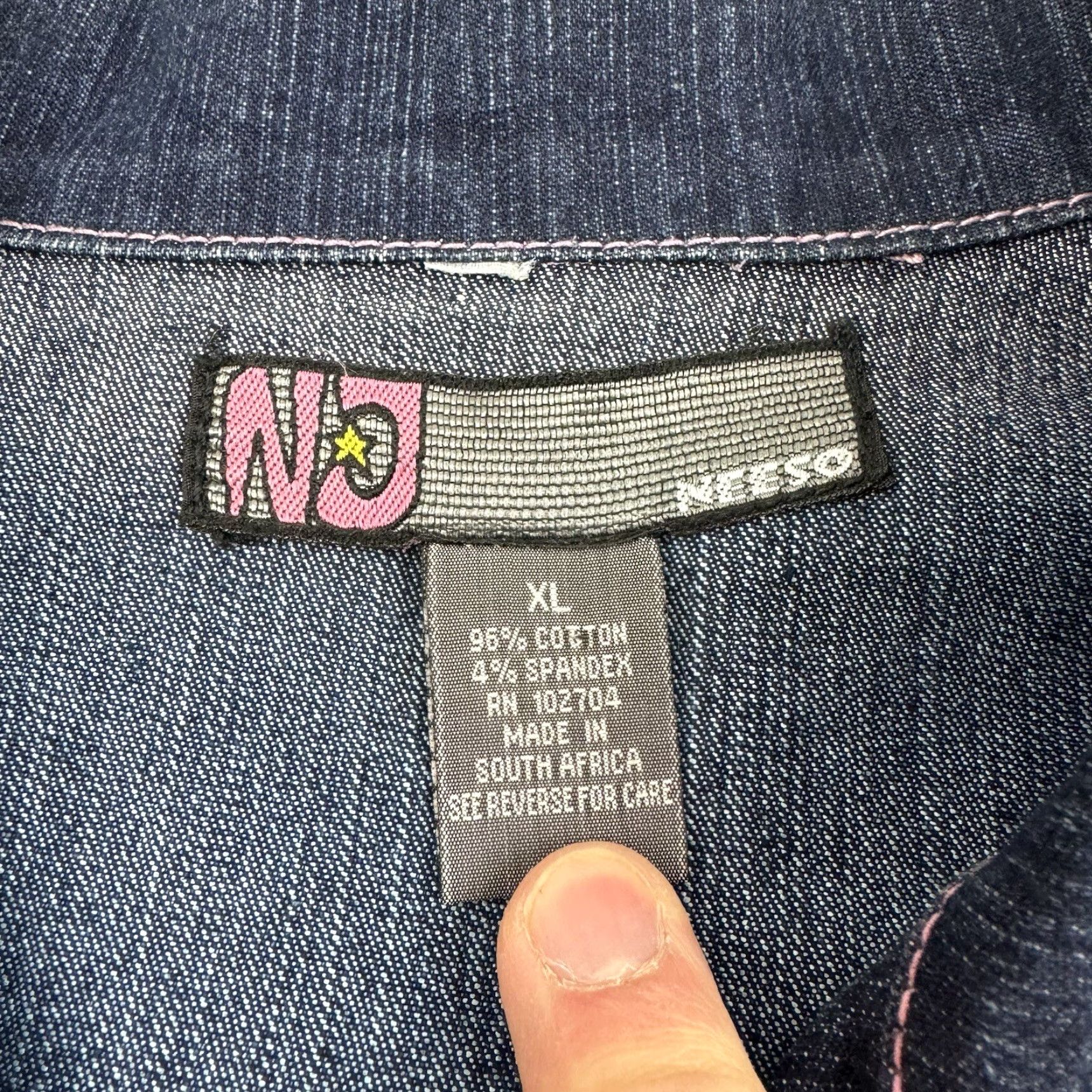 Denime VINTAGE NJ Neeso Denim Jacket Womens XL Blue Grunge Y2K 2000 Cute Fun Jacket Women XL Blue Grunge NJ Neeso Denim Jacket Size XL / US 12-14 / IT 48-50 - 4 Thumbnail
