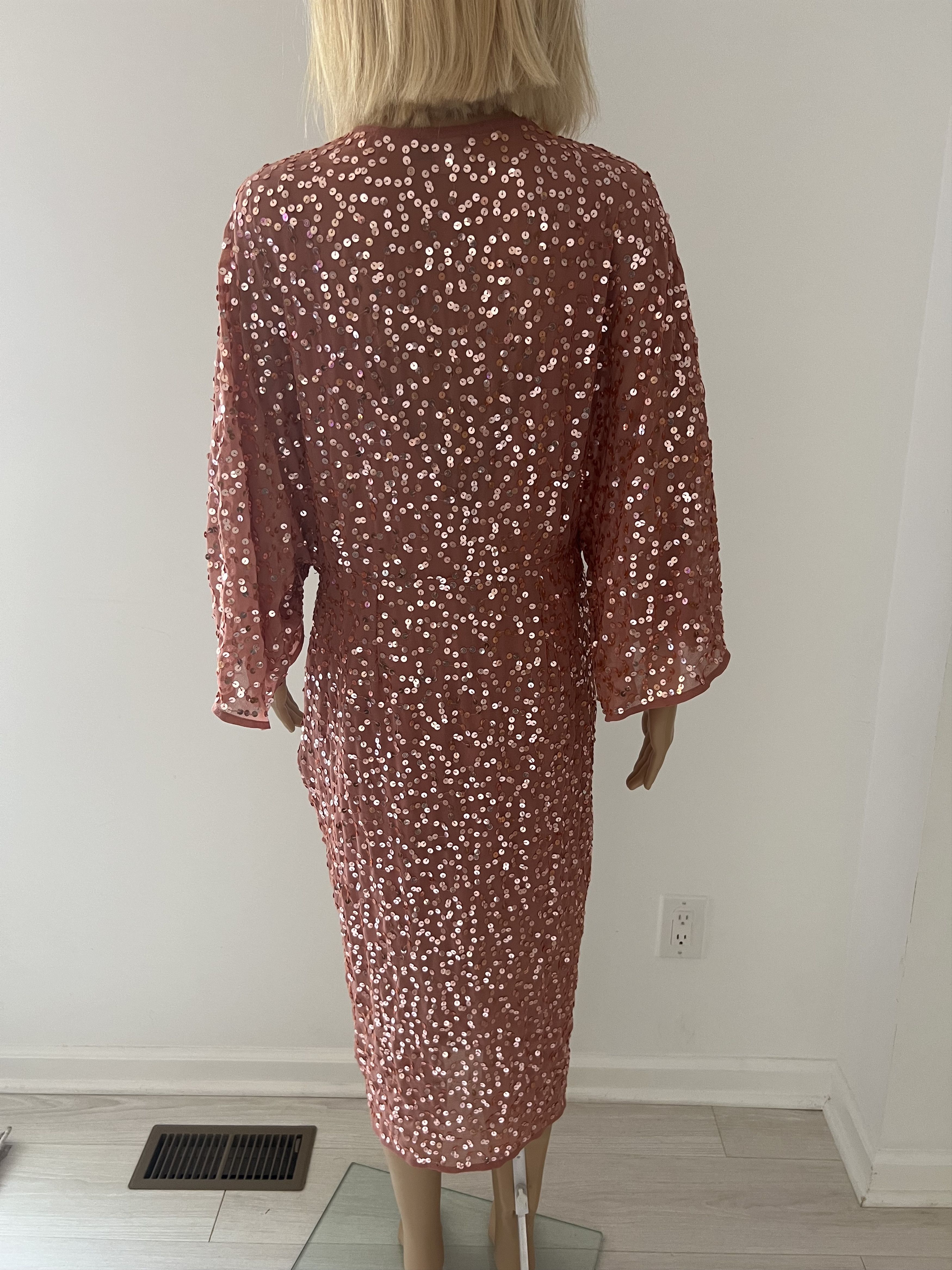 ASOS DESIGN scatter sequin knot front kimono midi dress