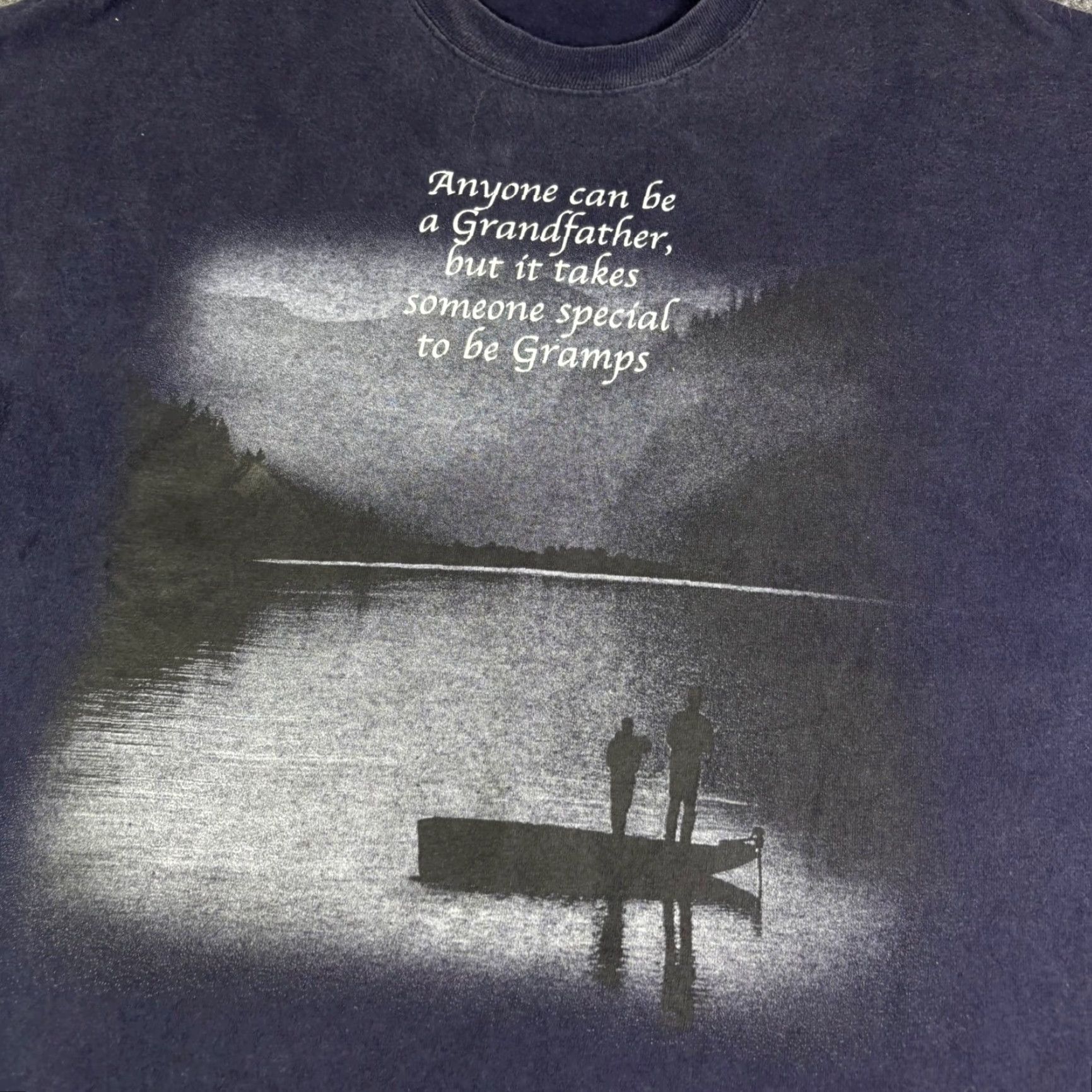 Vintage VINTAGE World's Greatest Dad Gramps Fishing T Shirt Navy Blue Mens XL Size US XL / EU 56 / 4 - 5 Thumbnail