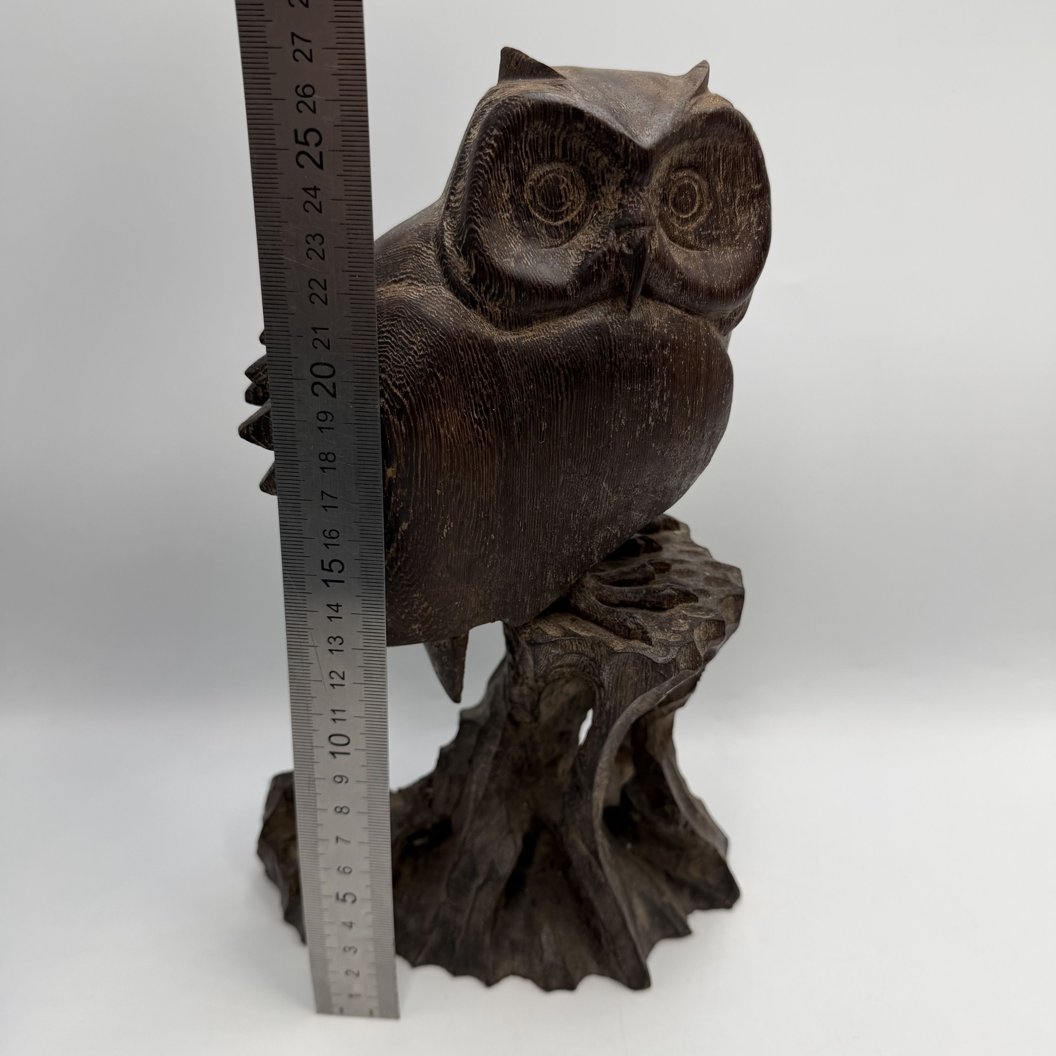 Vintage Vintage Hand Carved Wooden Owl Figurine Folk Art 27cm Size ONE SIZE - 2 Thumbnail
